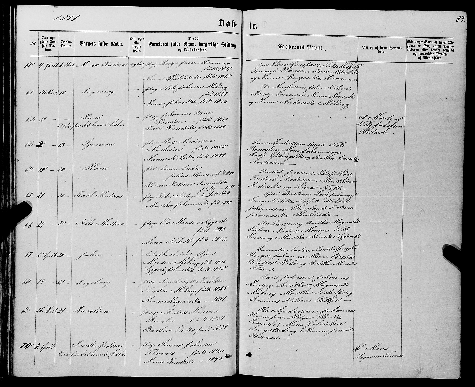 Haus sokneprestembete, SAB/A-75601/H/Haa: Ministerialbok nr. A 18, 1871-1877, s. 89