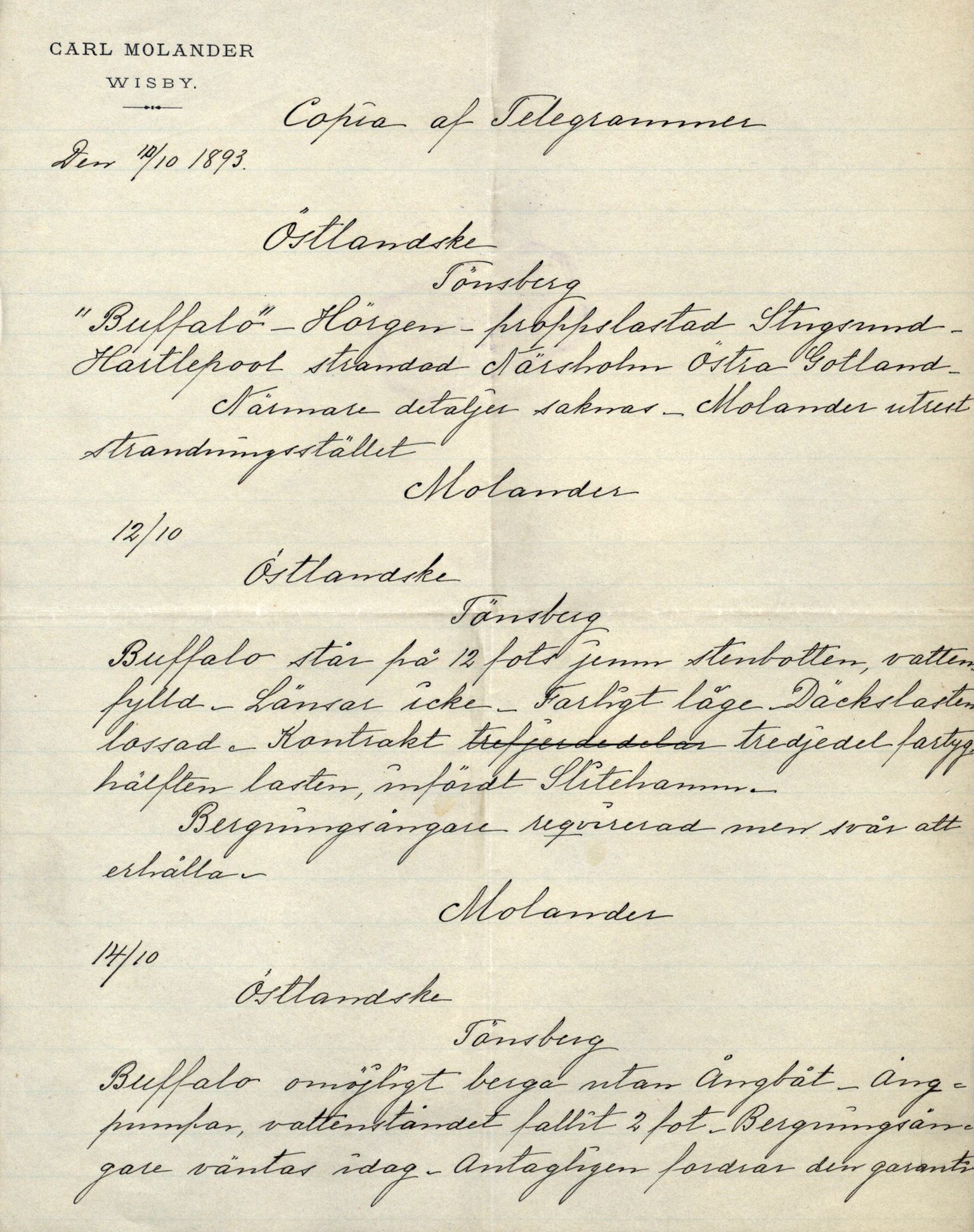 Pa 63 - Østlandske skibsassuranceforening, VEMU/A-1079/G/Ga/L0029/0009: Havaridokumenter / Anette, Agathe, Agra, Buffalo, 1893, s. 36