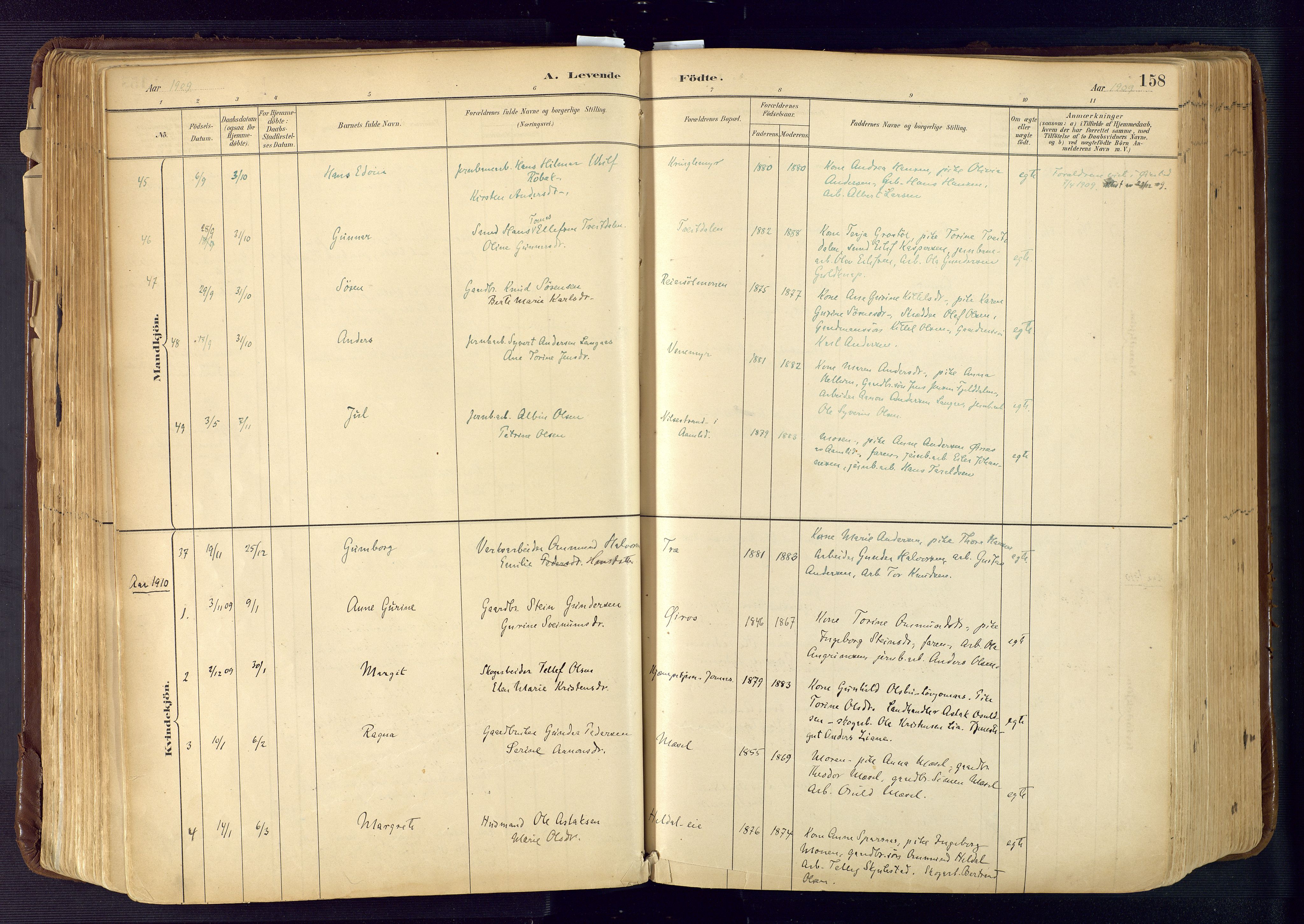 Froland sokneprestkontor, AV/SAK-1111-0013/F/Fa/L0005: Ministerialbok nr. A 5, 1882-1921, s. 158