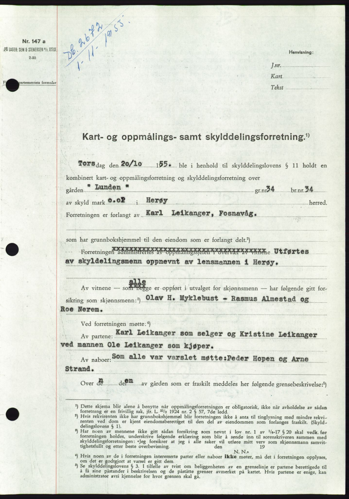 Søre Sunnmøre sorenskriveri, SAT/A-4122/1/2/2C/L0102: Pantebok nr. 28A, 1955-1956, Dagboknr: 2672/1955
