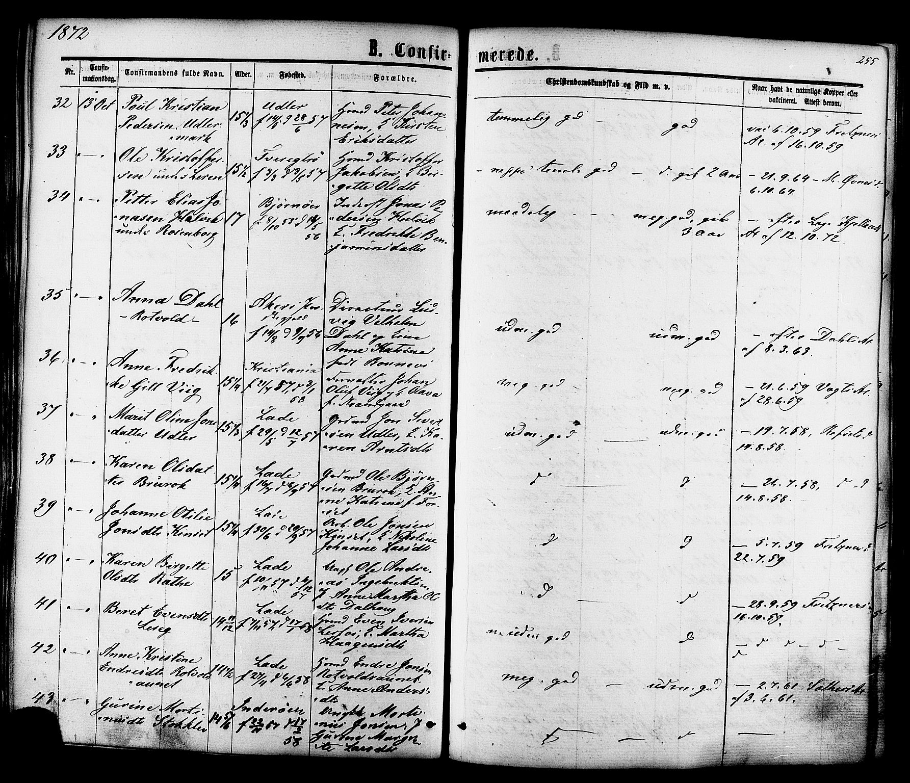 Ministerialprotokoller, klokkerbøker og fødselsregistre - Sør-Trøndelag, SAT/A-1456/606/L0293: Ministerialbok nr. 606A08, 1866-1877, s. 255