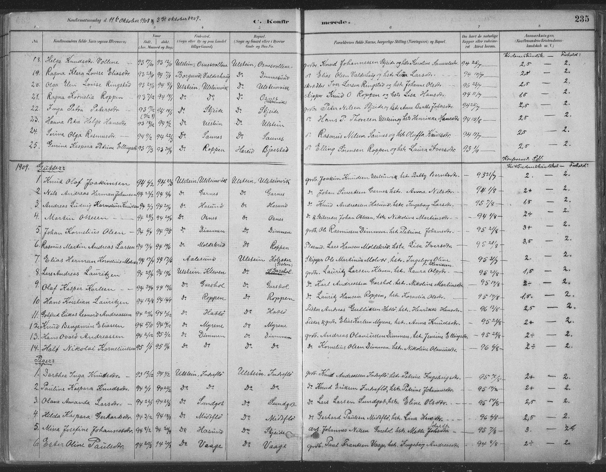 Ministerialprotokoller, klokkerbøker og fødselsregistre - Møre og Romsdal, AV/SAT-A-1454/509/L0106: Ministerialbok nr. 509A04, 1883-1922, s. 235