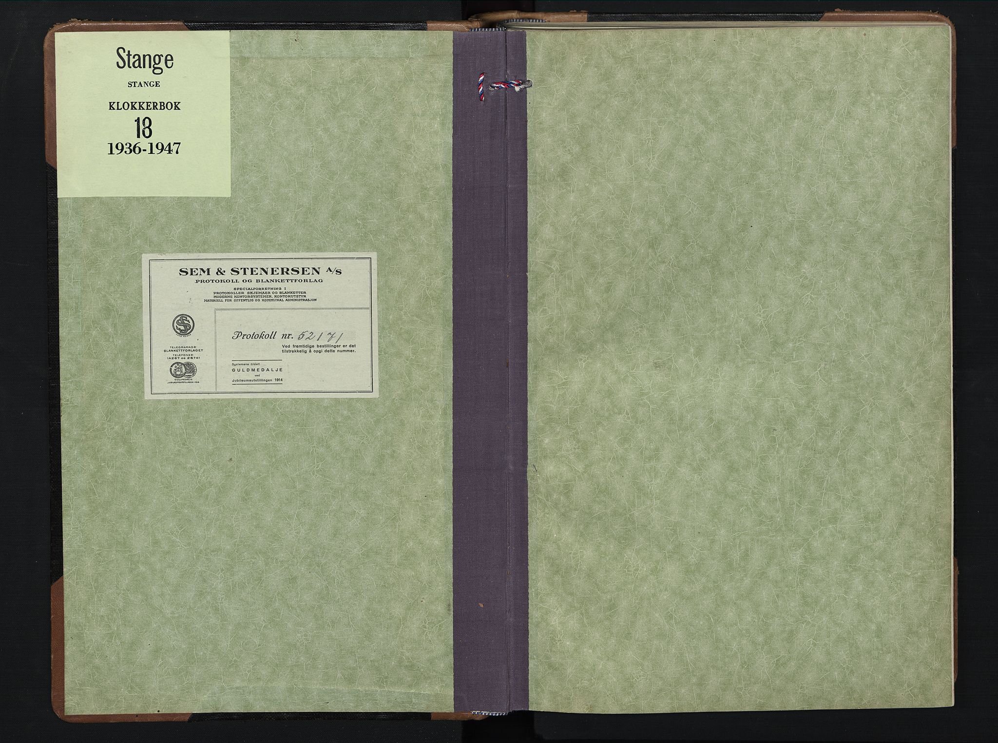 Stange prestekontor, SAH/PREST-002/L/L0020: Klokkerbok nr. 20, 1936-1947