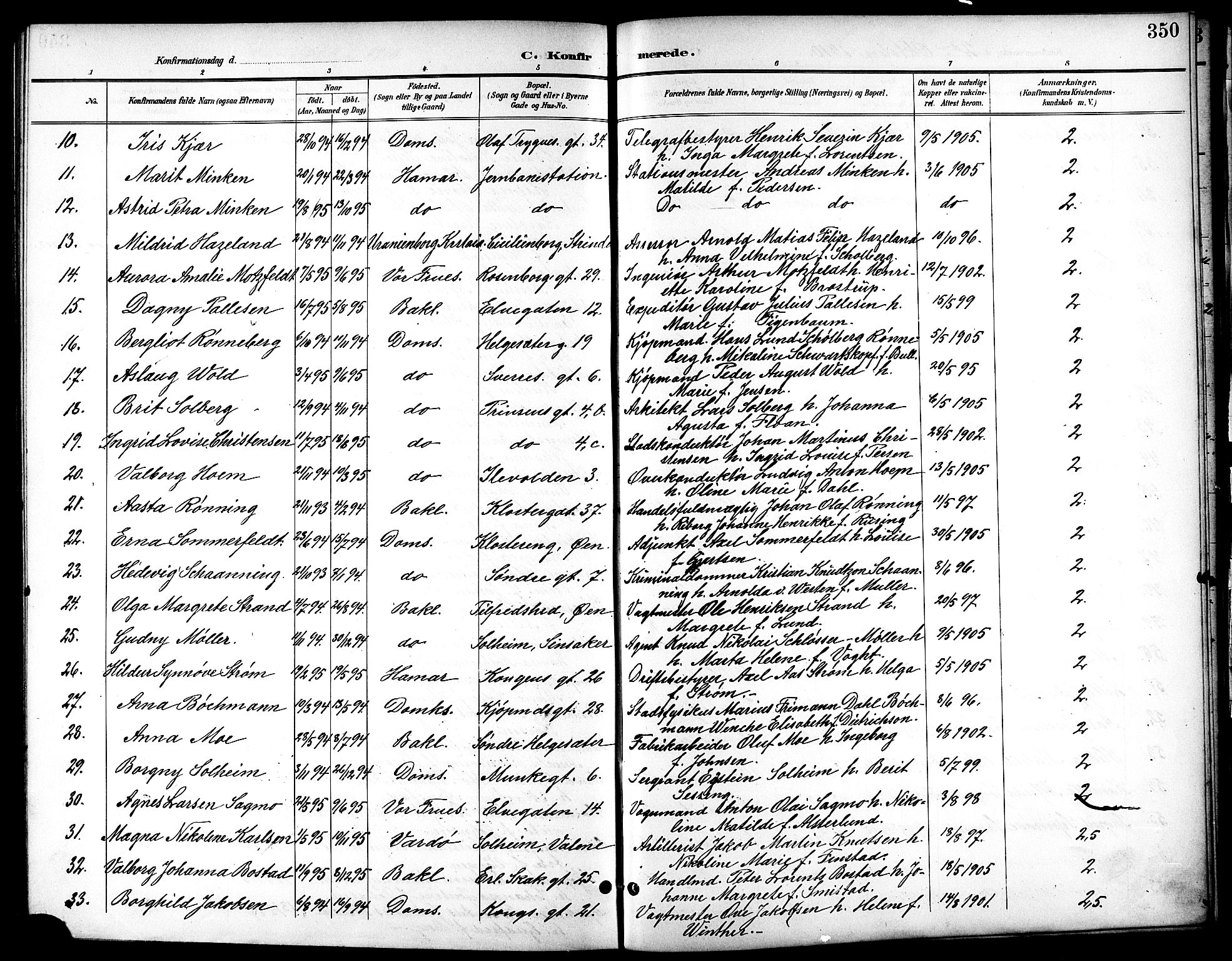 Ministerialprotokoller, klokkerbøker og fødselsregistre - Sør-Trøndelag, SAT/A-1456/601/L0094: Klokkerbok nr. 601C12, 1898-1911, s. 350