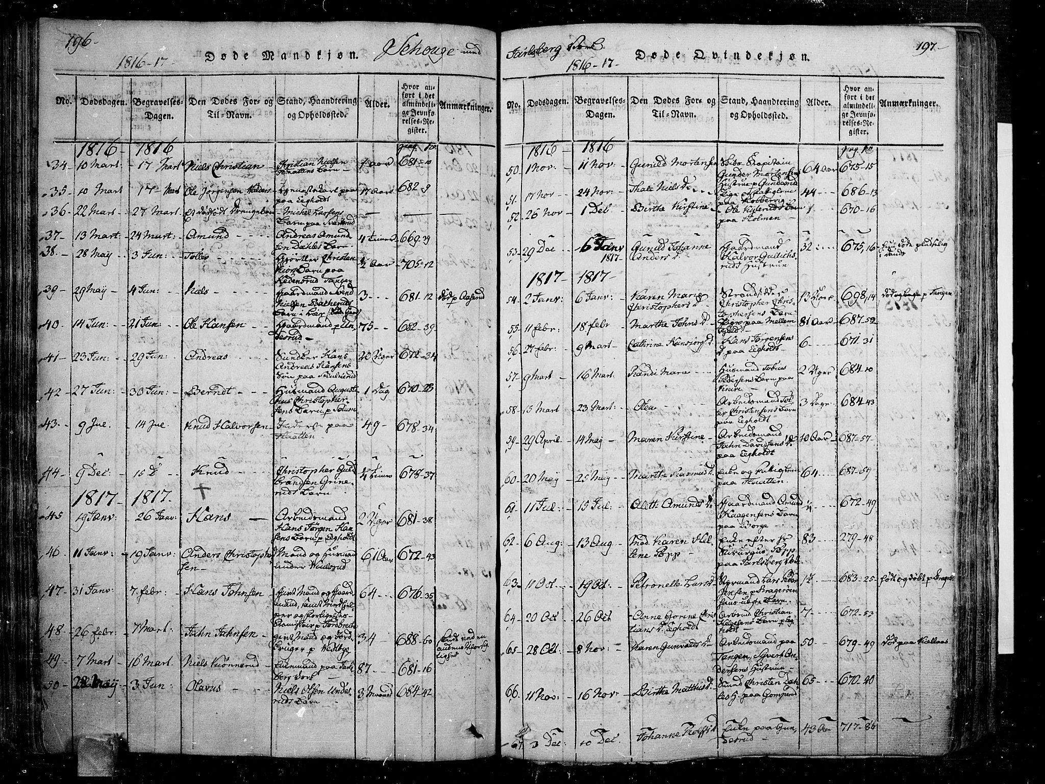 Skoger kirkebøker, SAKO/A-59/F/Fa/L0002: Ministerialbok nr. I 2 /1, 1814-1842, s. 196-197