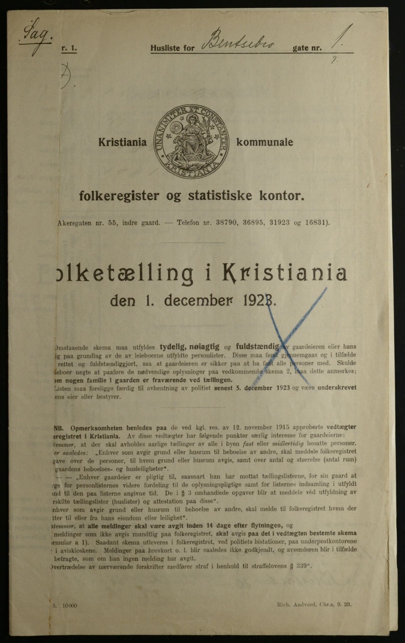 OBA, Kommunal folketelling 1.12.1923 for Kristiania, 1923, s. 4107