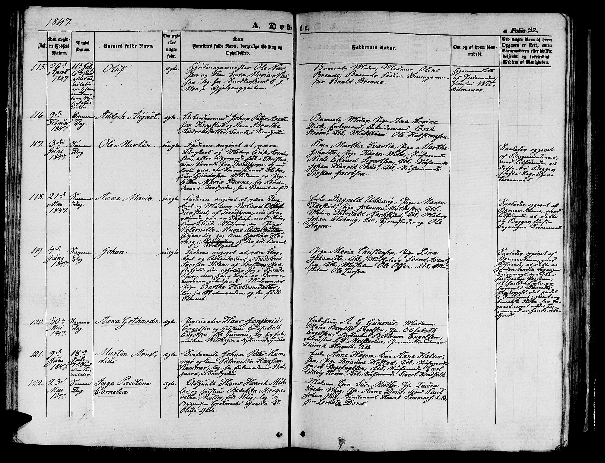 Ministerialprotokoller, klokkerbøker og fødselsregistre - Sør-Trøndelag, SAT/A-1456/602/L0137: Klokkerbok nr. 602C05, 1846-1856, s. 32
