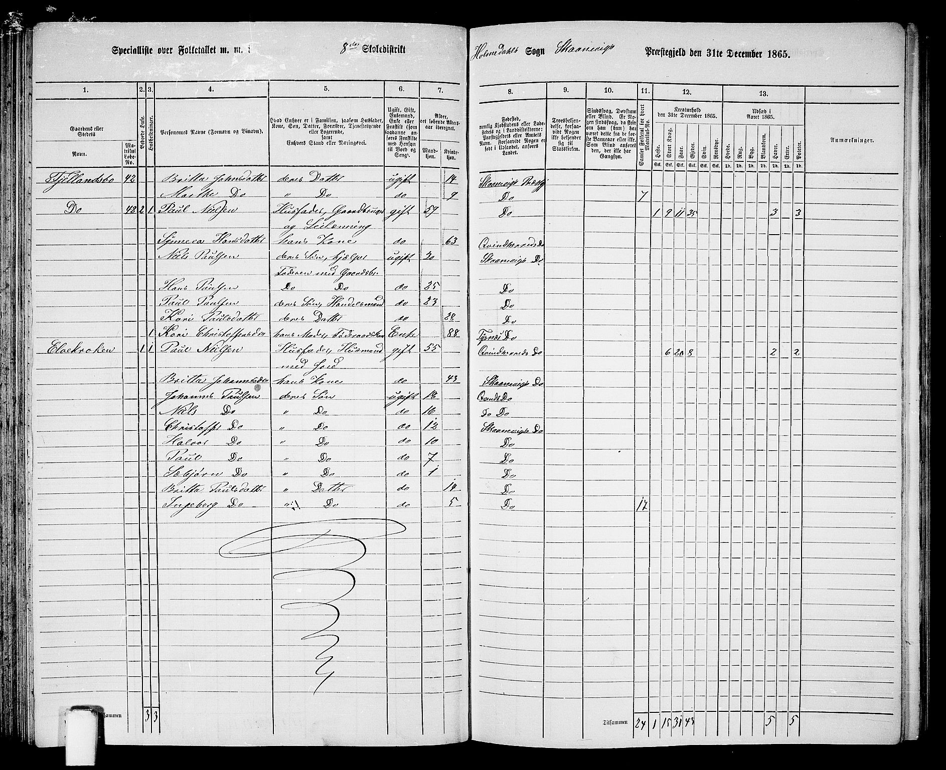 RA, Folketelling 1865 for 1212P Skånevik prestegjeld, 1865, s. 129