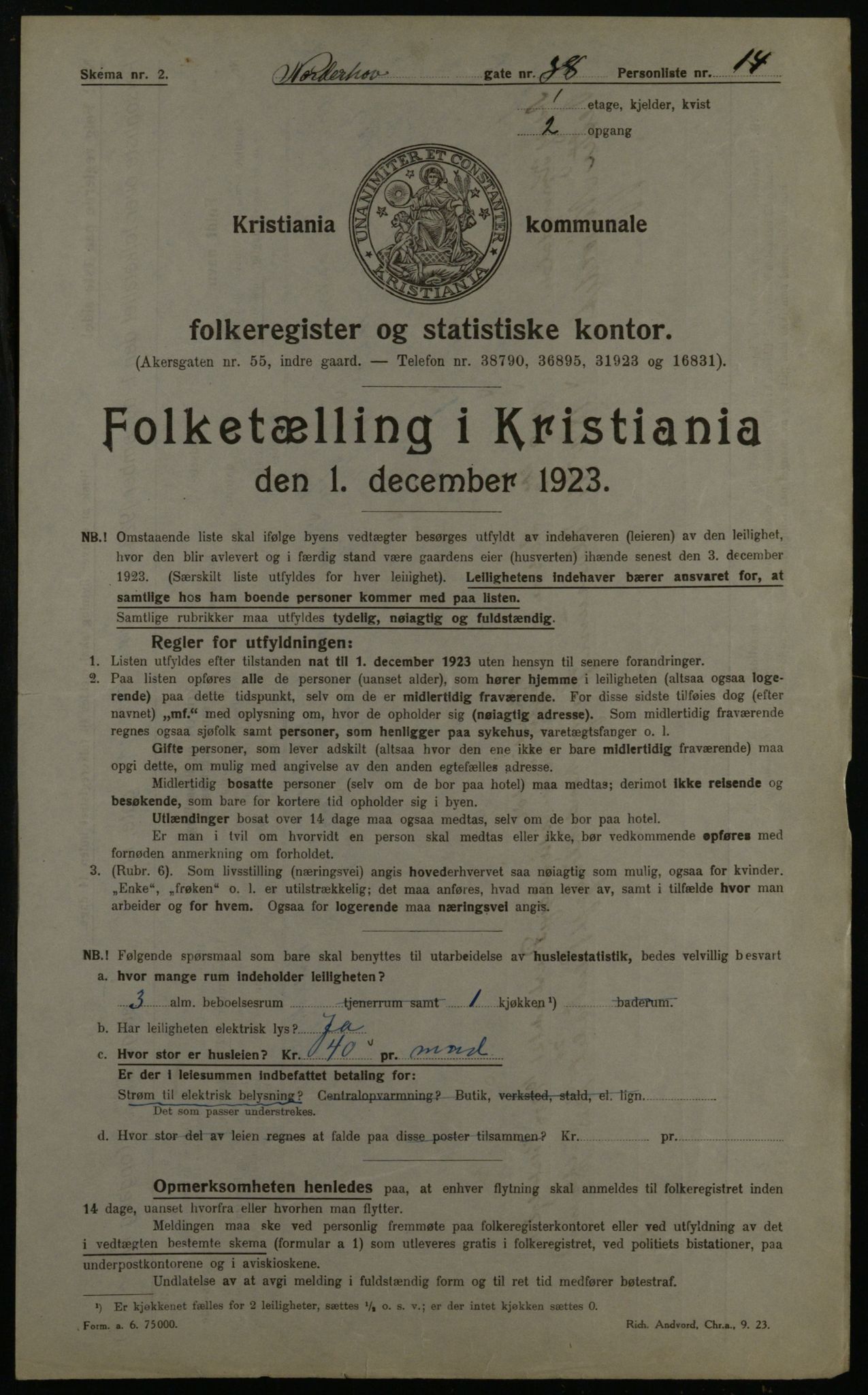 OBA, Kommunal folketelling 1.12.1923 for Kristiania, 1923, s. 80274