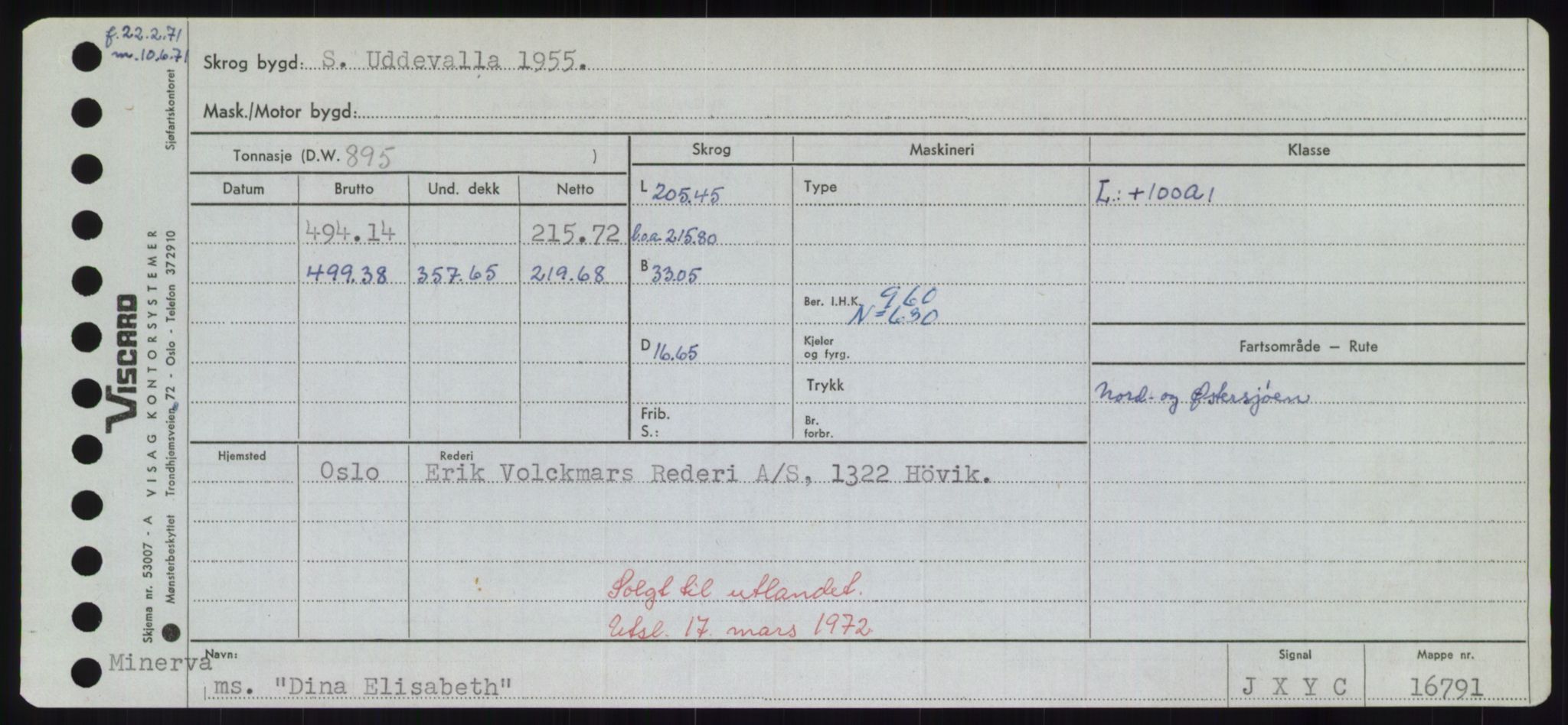 Sjøfartsdirektoratet med forløpere, Skipsmålingen, RA/S-1627/H/Hd/L0008: Fartøy, C-D, s. 491