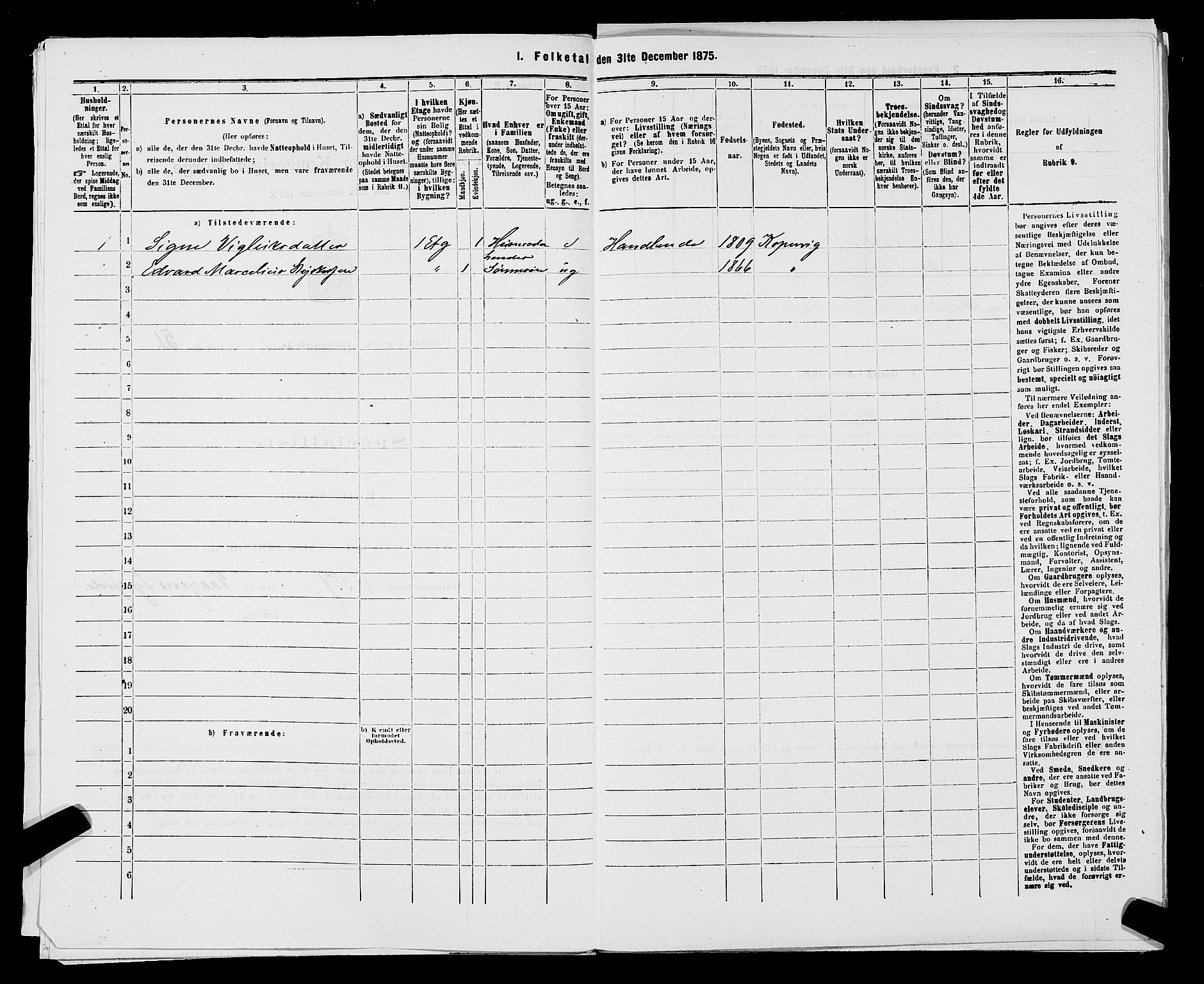 SAST, Folketelling 1875 for 1105B Avaldsnes prestegjeld, Kopervik ladested, 1875, s. 101