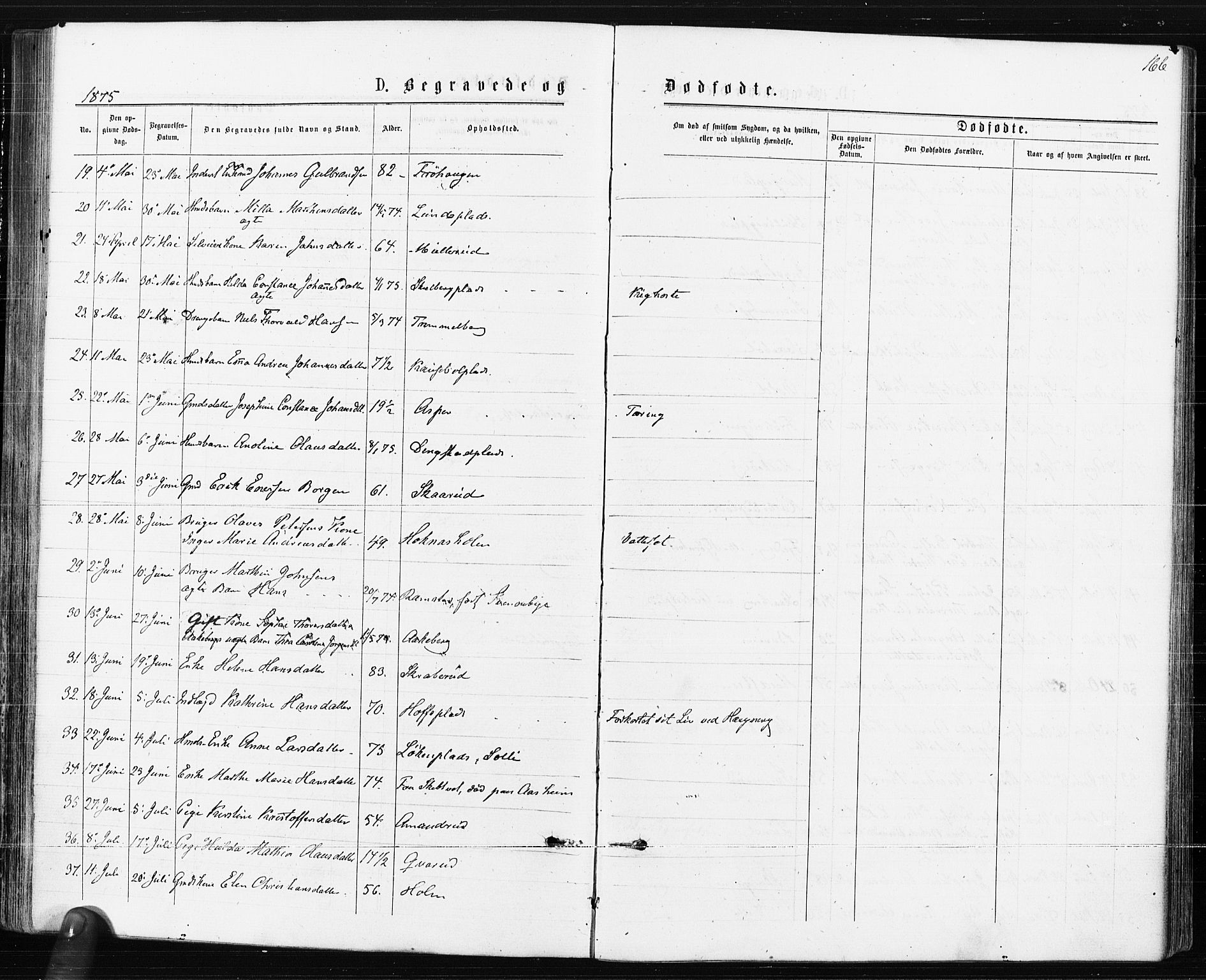 Spydeberg prestekontor Kirkebøker, SAO/A-10924/F/Fa/L0007: Ministerialbok nr. I 7, 1875-1885, s. 166