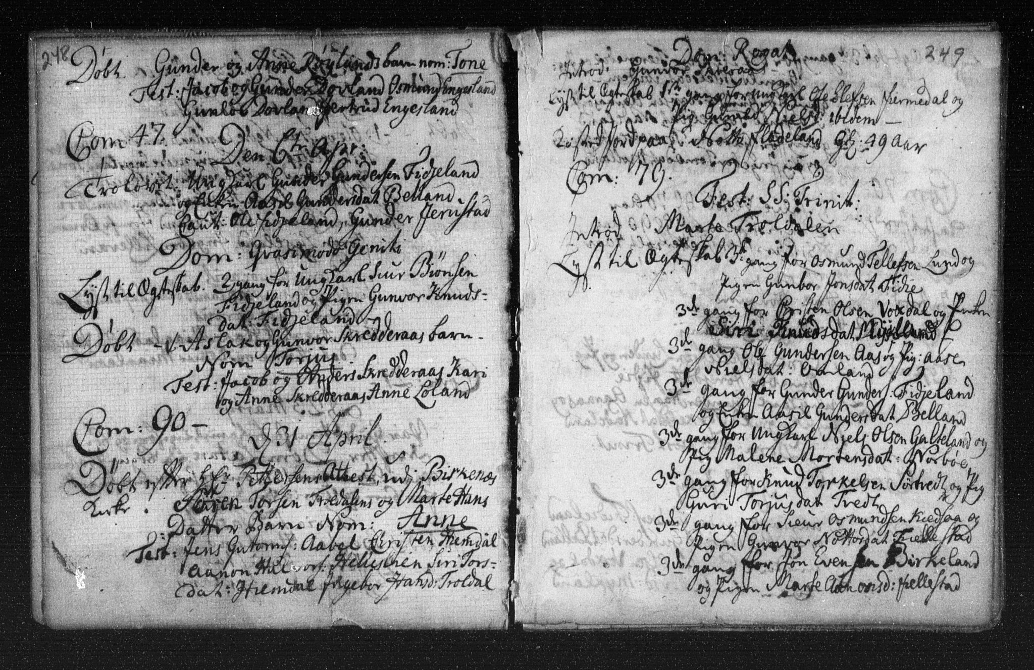 Herefoss sokneprestkontor, AV/SAK-1111-0019/F/Fa/Fab/L0001: Ministerialbok nr. A 1, 1704-1779, s. 248-249