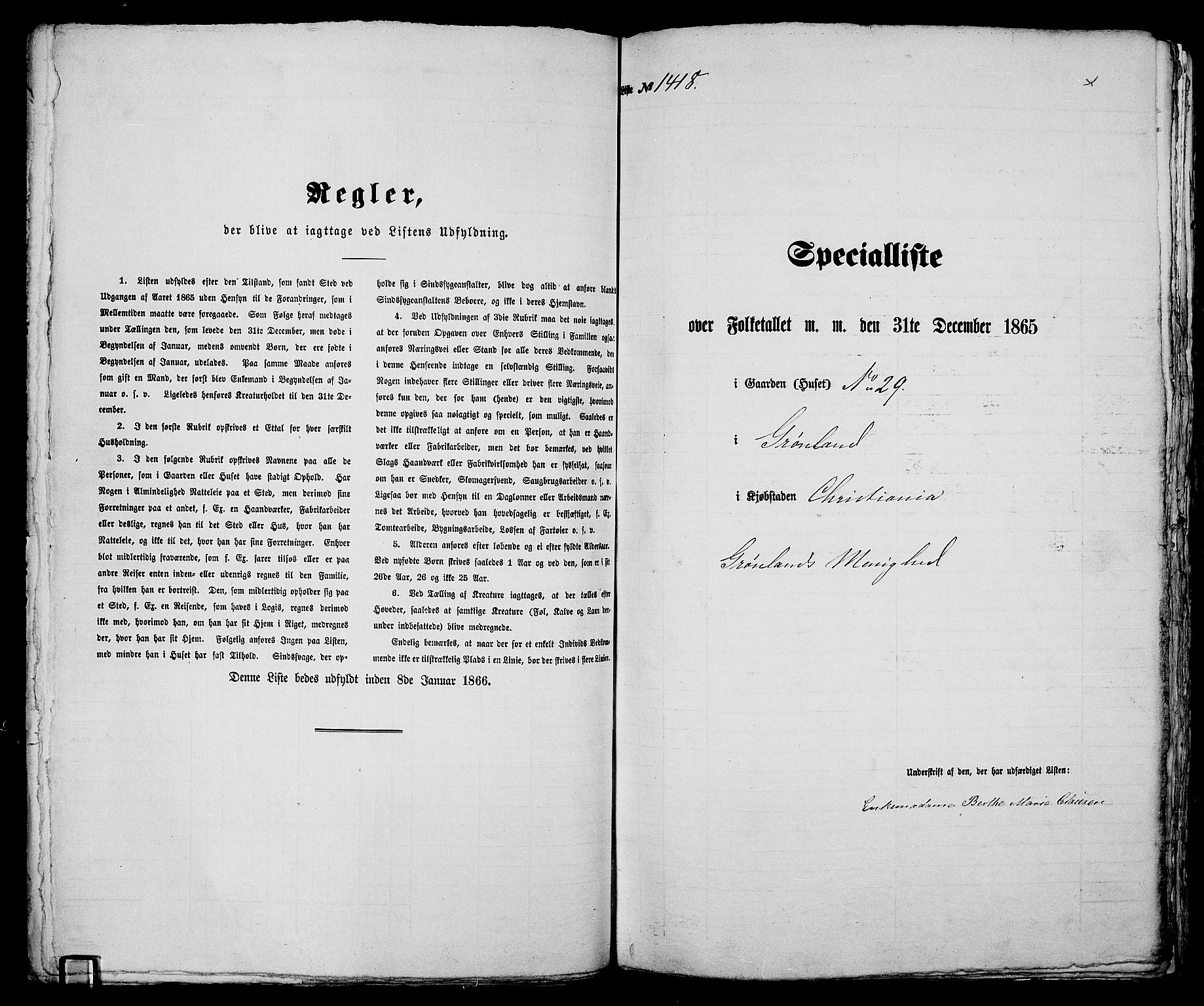 RA, Folketelling 1865 for 0301 Kristiania kjøpstad, 1865, s. 3224