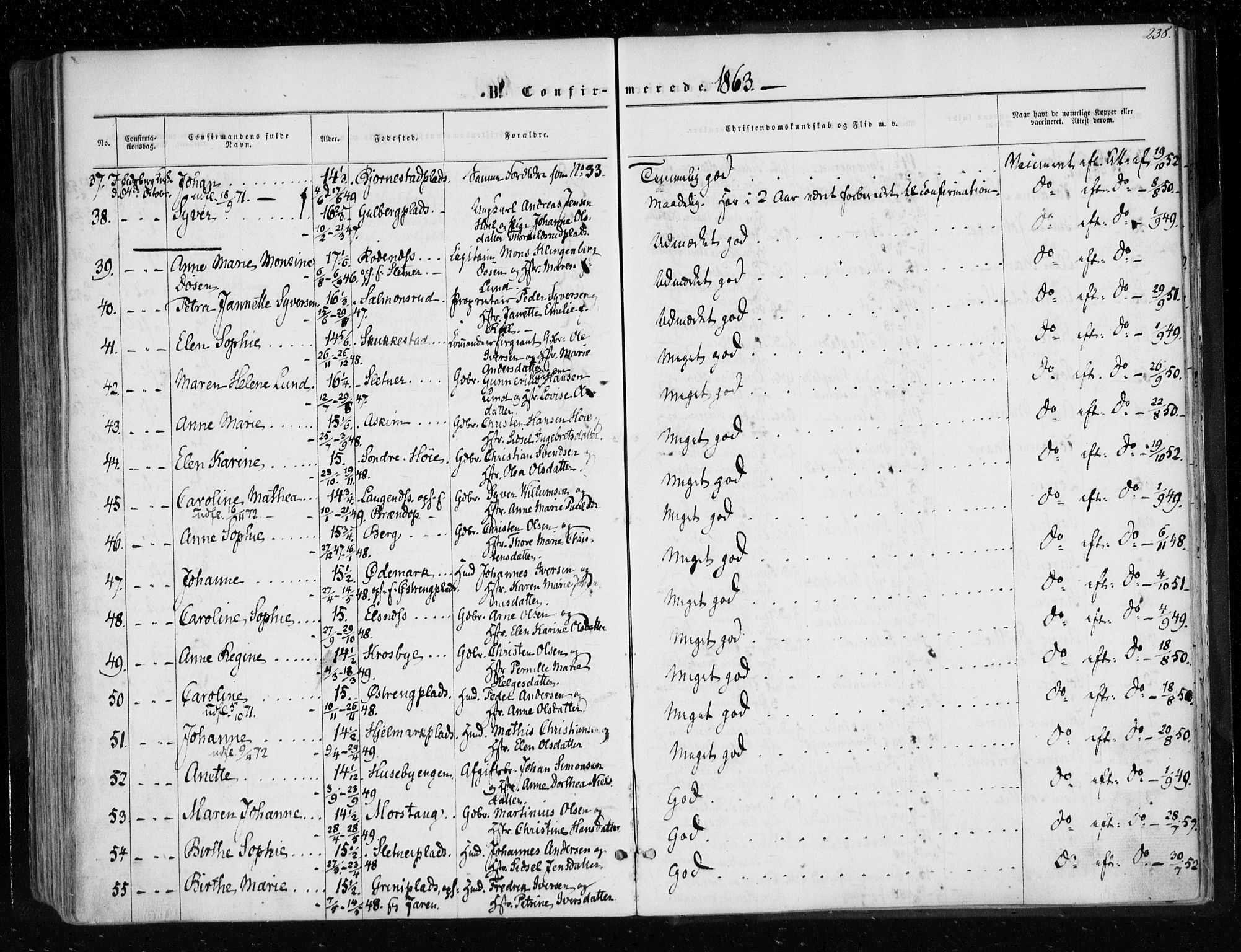 Eidsberg prestekontor Kirkebøker, AV/SAO-A-10905/F/Fa/L0010.a: Ministerialbok nr. I 10A, 1857-1866, s. 238