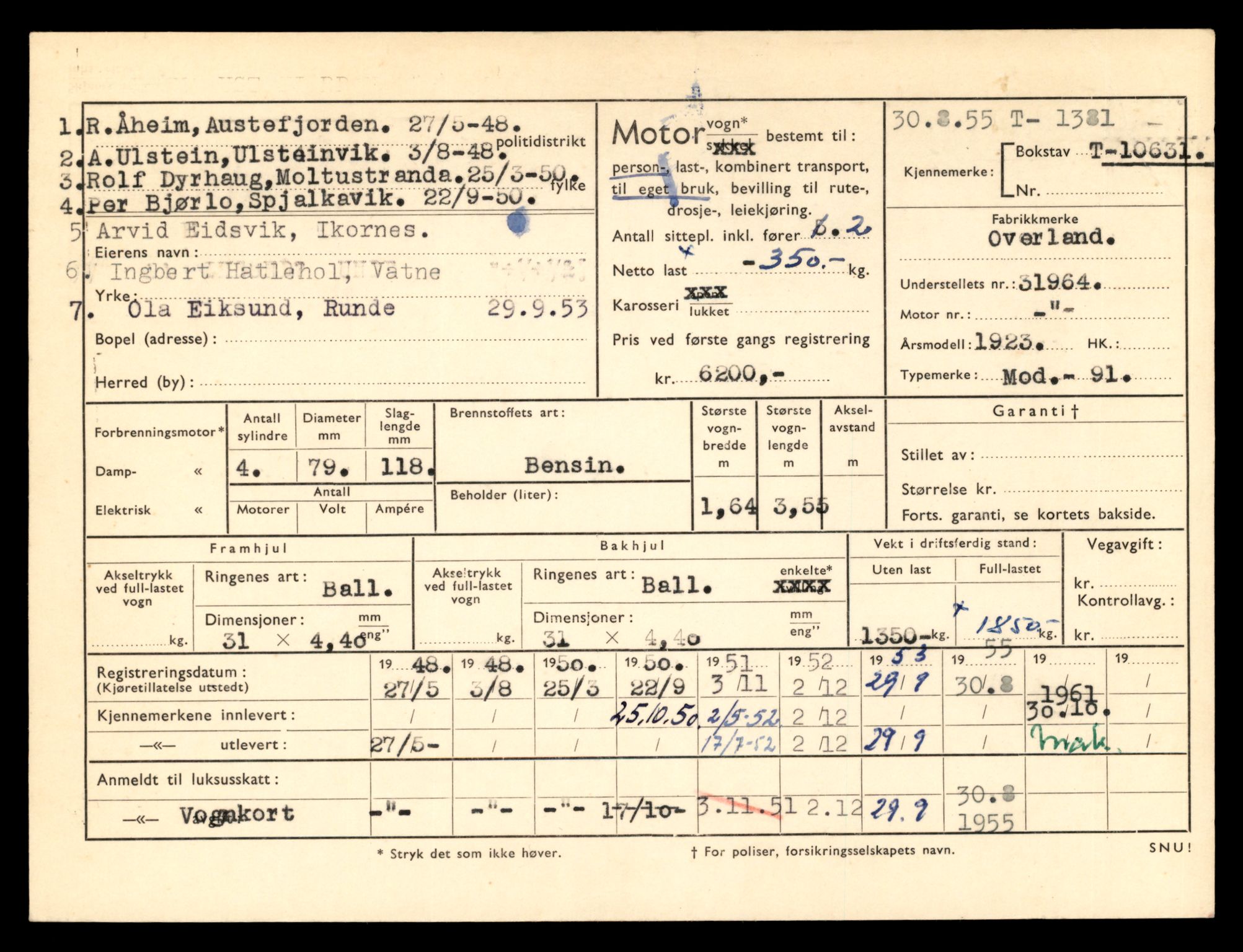 Møre og Romsdal vegkontor - Ålesund trafikkstasjon, AV/SAT-A-4099/F/Fe/L0012: Registreringskort for kjøretøy T 1290 - T 1450, 1927-1998, s. 2078