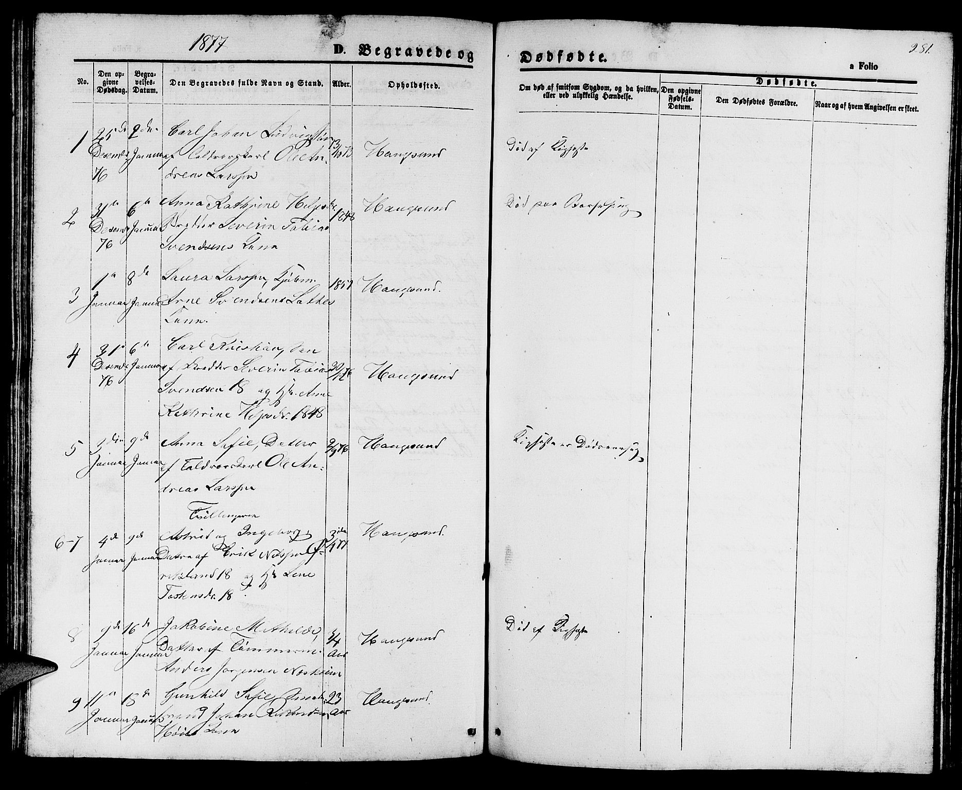 Haugesund sokneprestkontor, AV/SAST-A -101863/H/Ha/Hab/L0001: Klokkerbok nr. B 1, 1873-1881, s. 281
