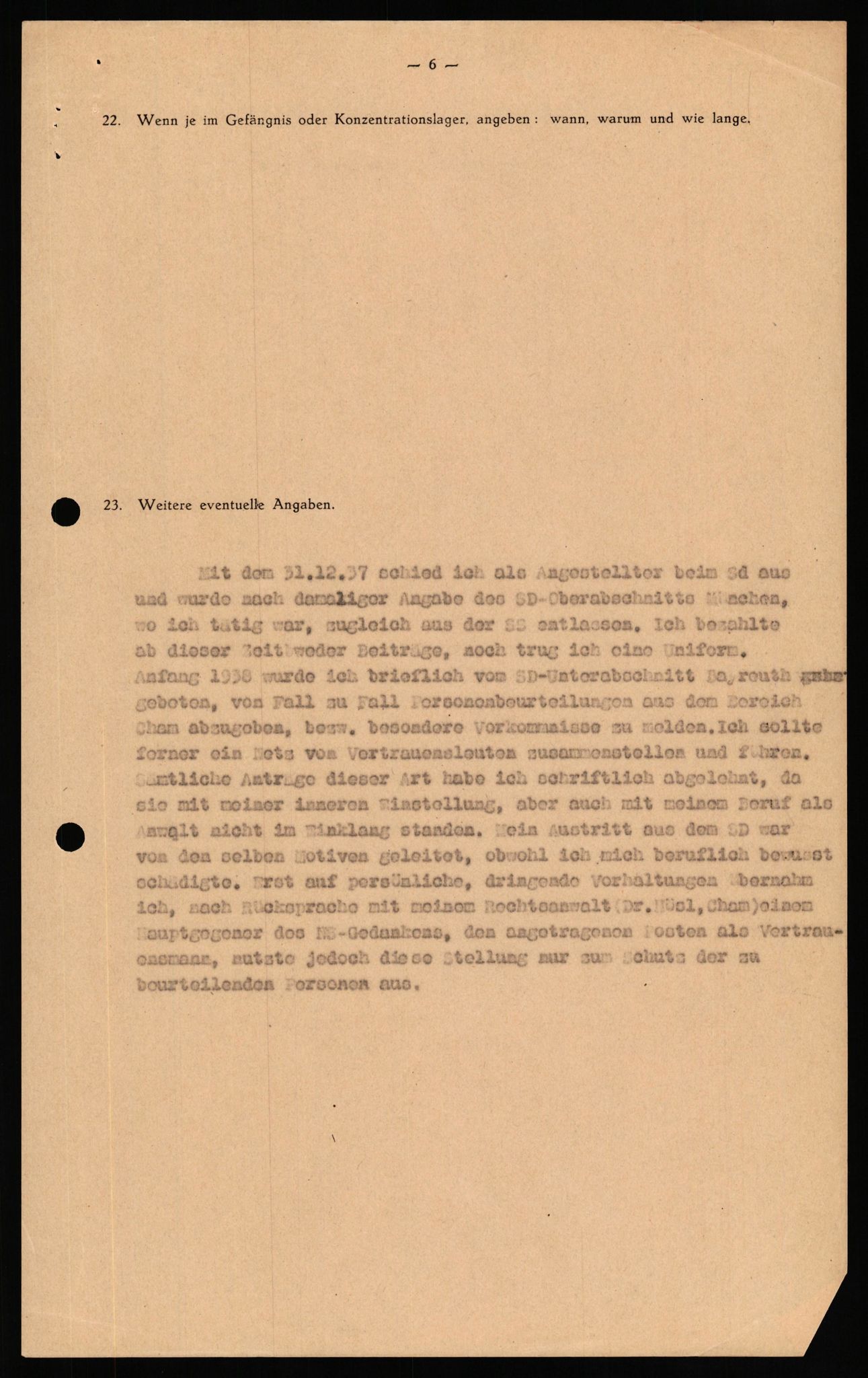 Forsvaret, Forsvarets overkommando II, RA/RAFA-3915/D/Db/L0031: CI Questionaires. Tyske okkupasjonsstyrker i Norge. Tyskere., 1945-1946, s. 217