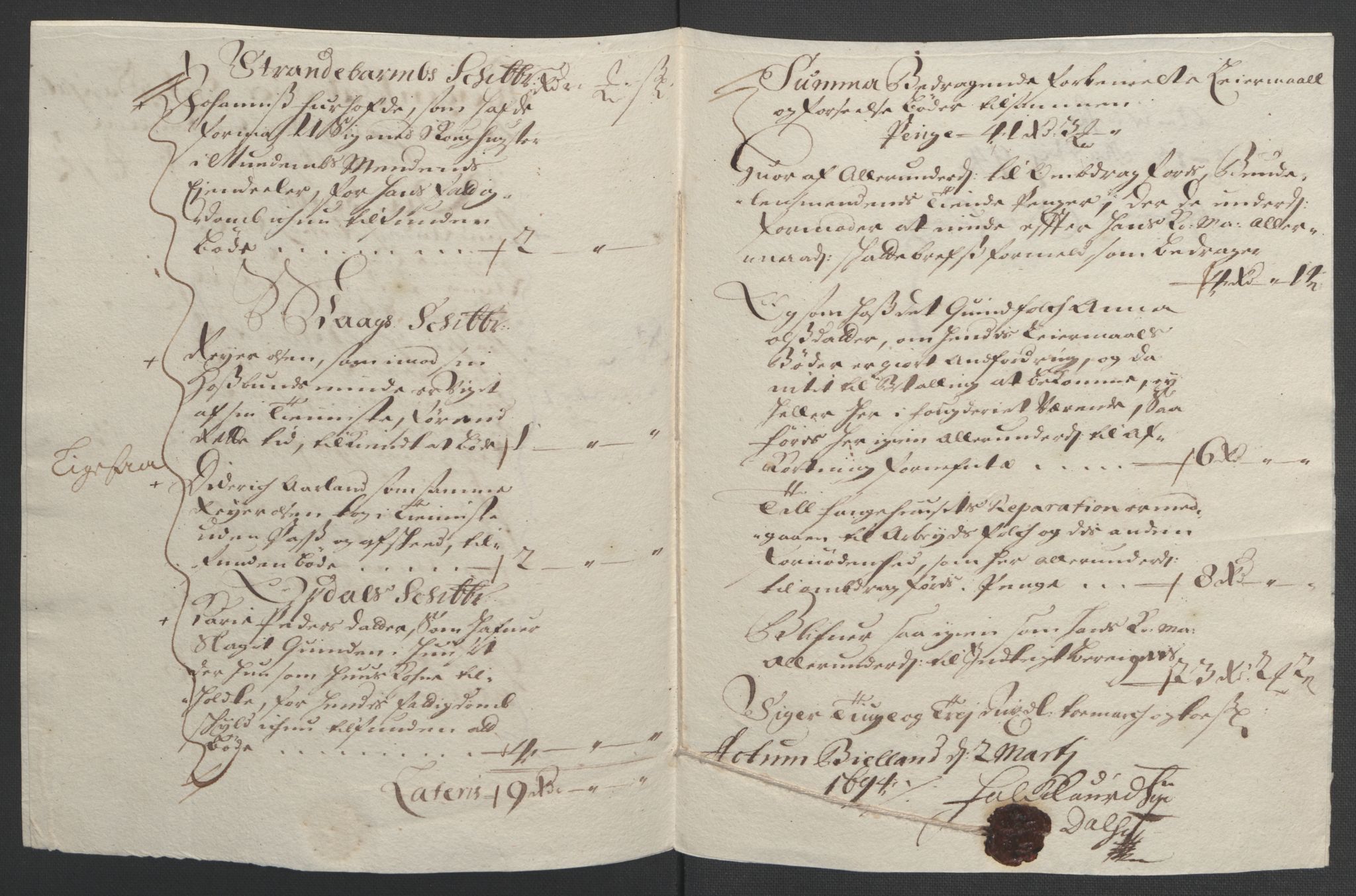 Rentekammeret inntil 1814, Reviderte regnskaper, Fogderegnskap, AV/RA-EA-4092/R48/L2974: Fogderegnskap Sunnhordland og Hardanger, 1693, s. 96