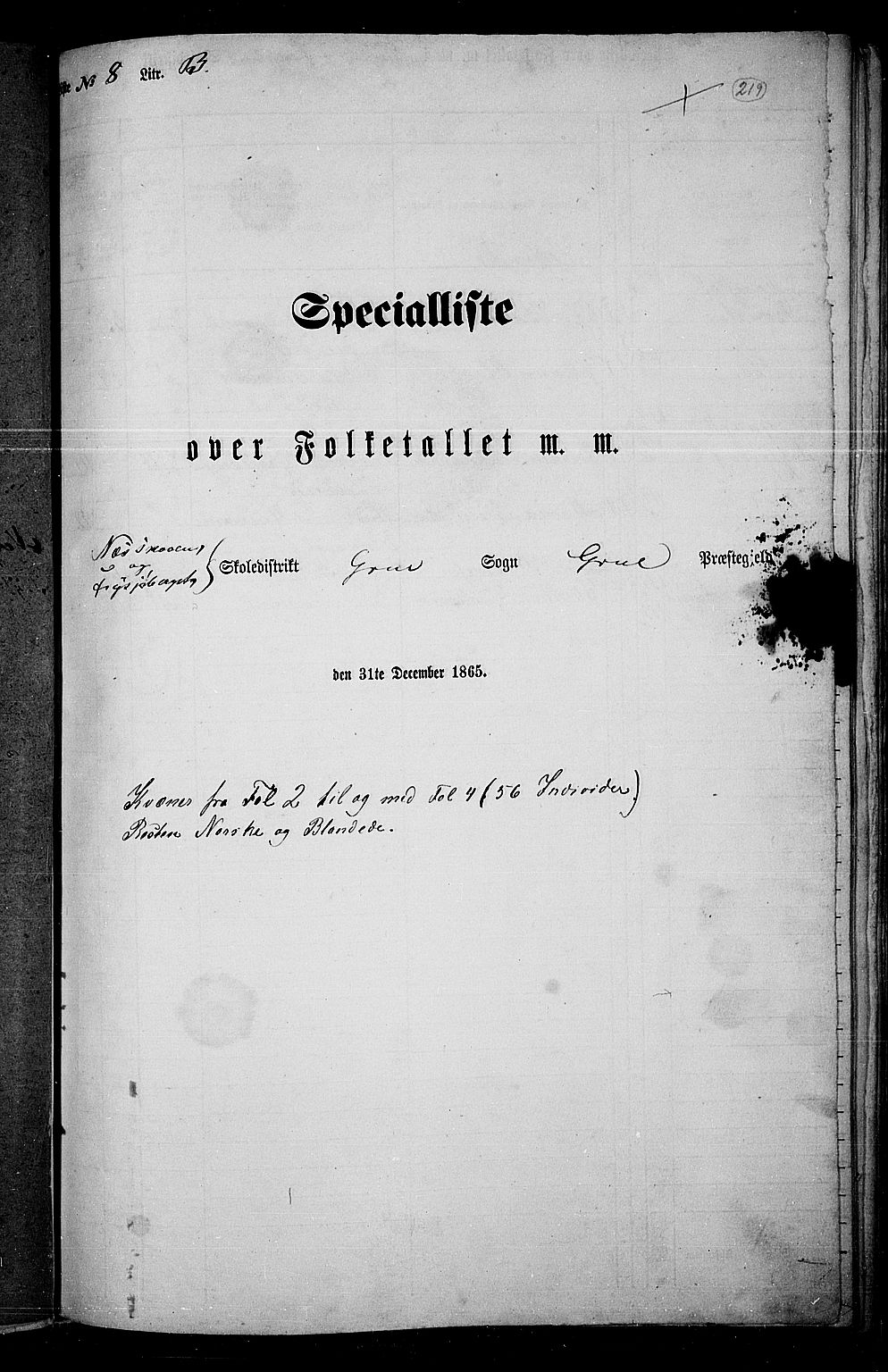 RA, Folketelling 1865 for 0423P Grue prestegjeld, 1865, s. 192
