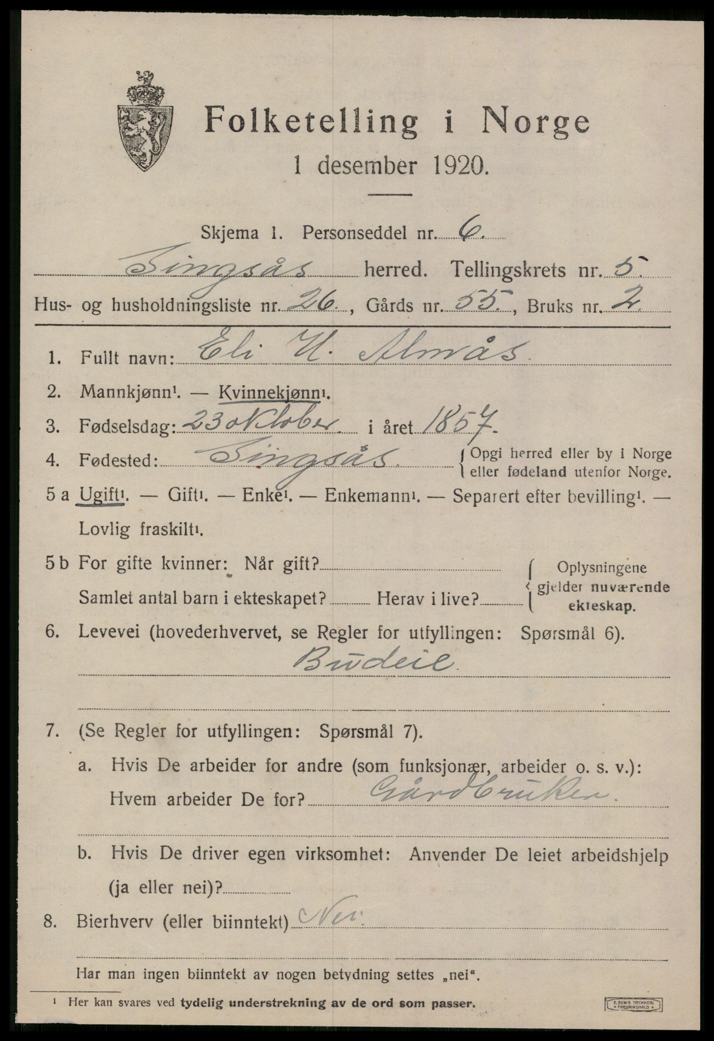 SAT, Folketelling 1920 for 1646 Singsås herred, 1920, s. 3347