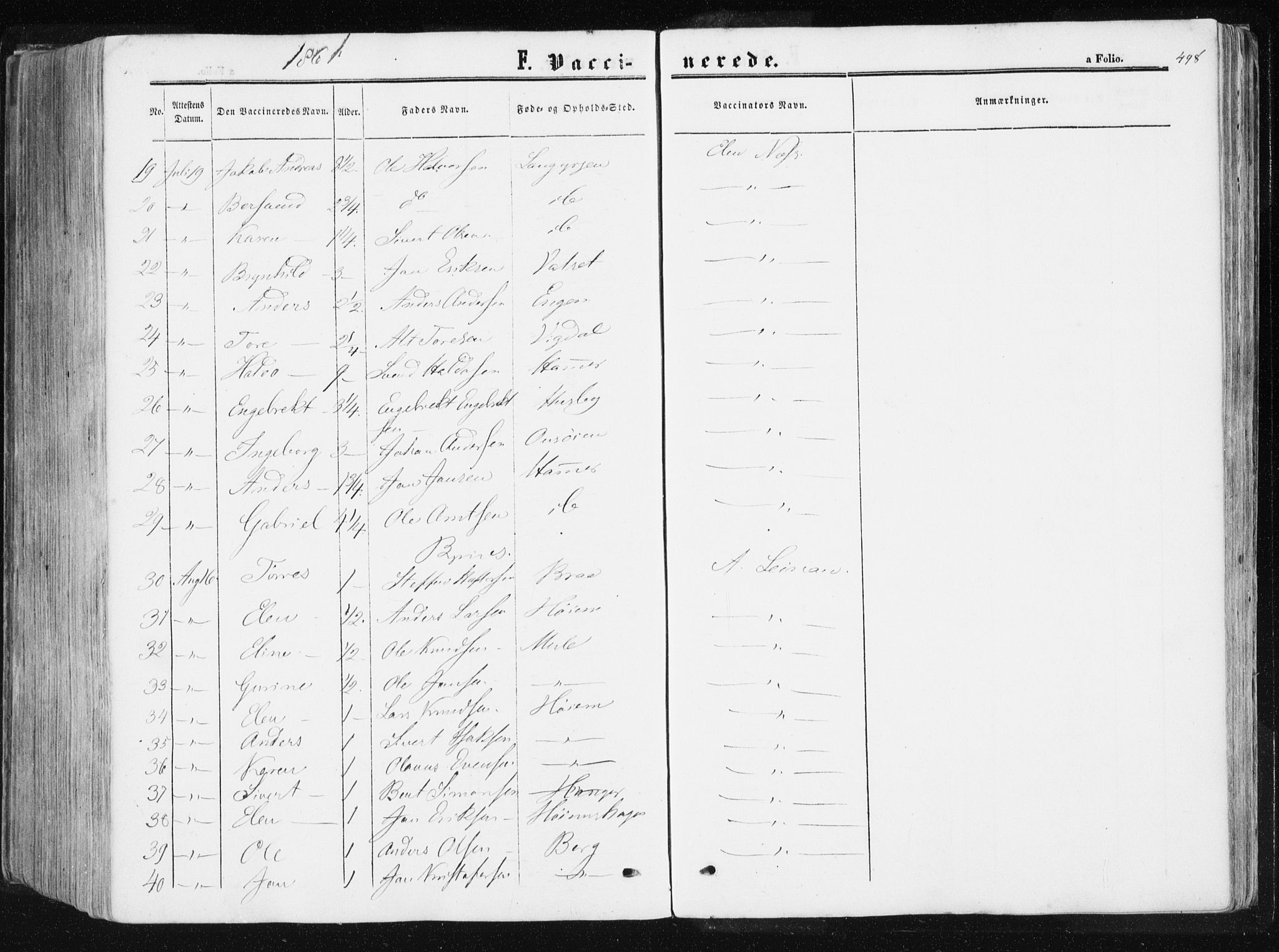 Ministerialprotokoller, klokkerbøker og fødselsregistre - Sør-Trøndelag, SAT/A-1456/612/L0377: Ministerialbok nr. 612A09, 1859-1877, s. 498