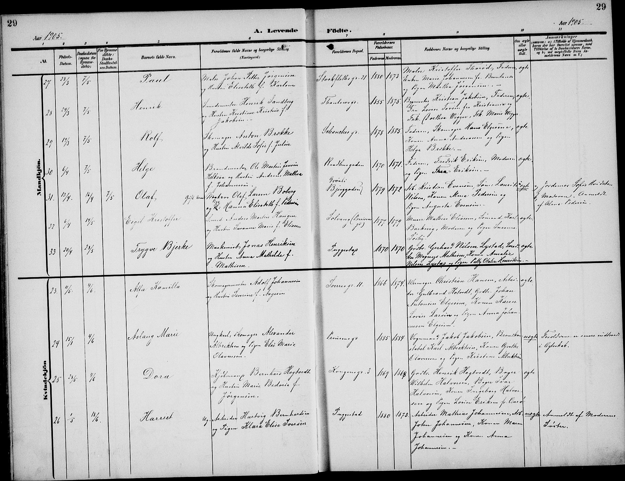 Sandefjord kirkebøker, AV/SAKO-A-315/G/Ga/L0003: Klokkerbok nr. 3, 1903-1920, s. 29