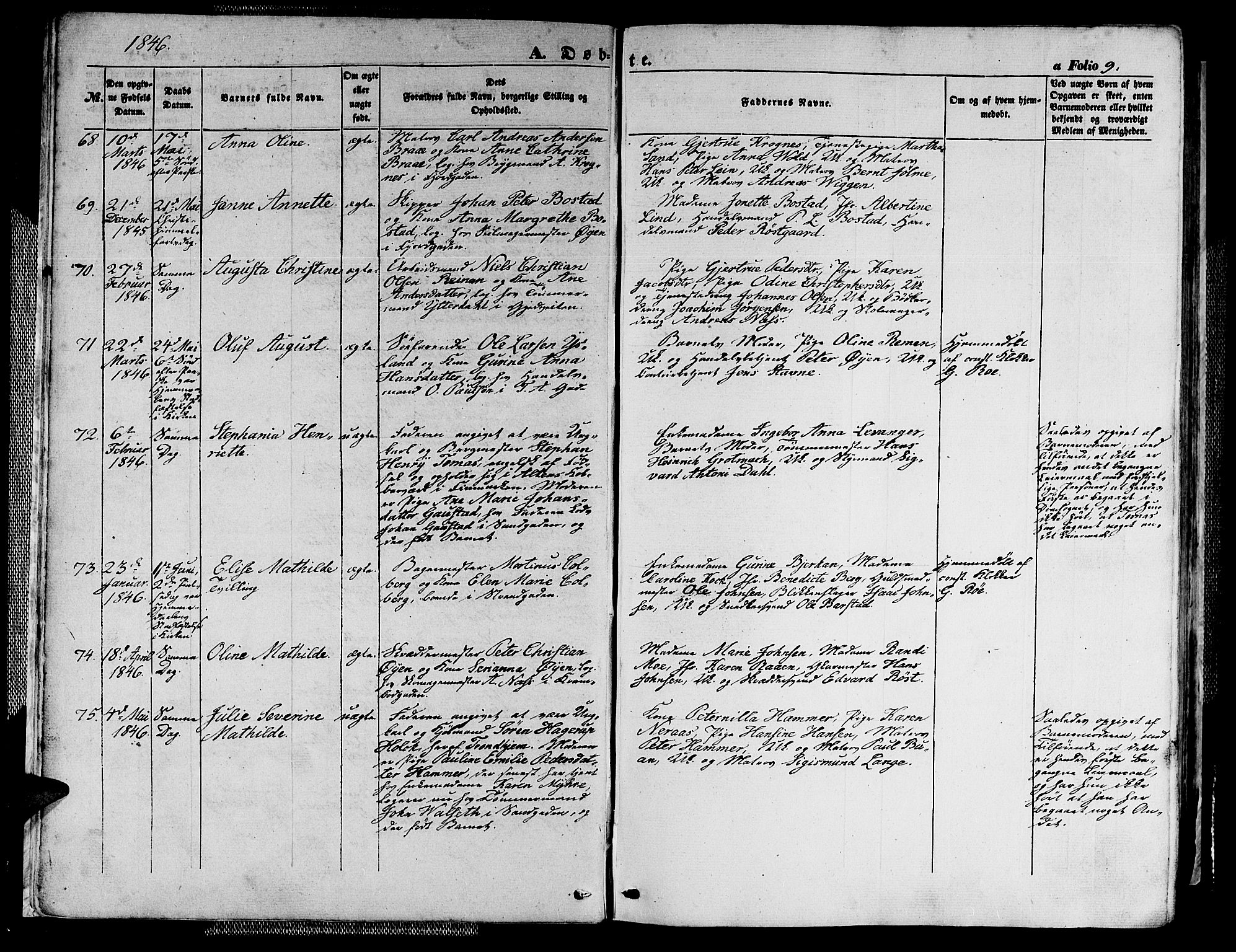 Ministerialprotokoller, klokkerbøker og fødselsregistre - Sør-Trøndelag, SAT/A-1456/602/L0137: Klokkerbok nr. 602C05, 1846-1856, s. 9