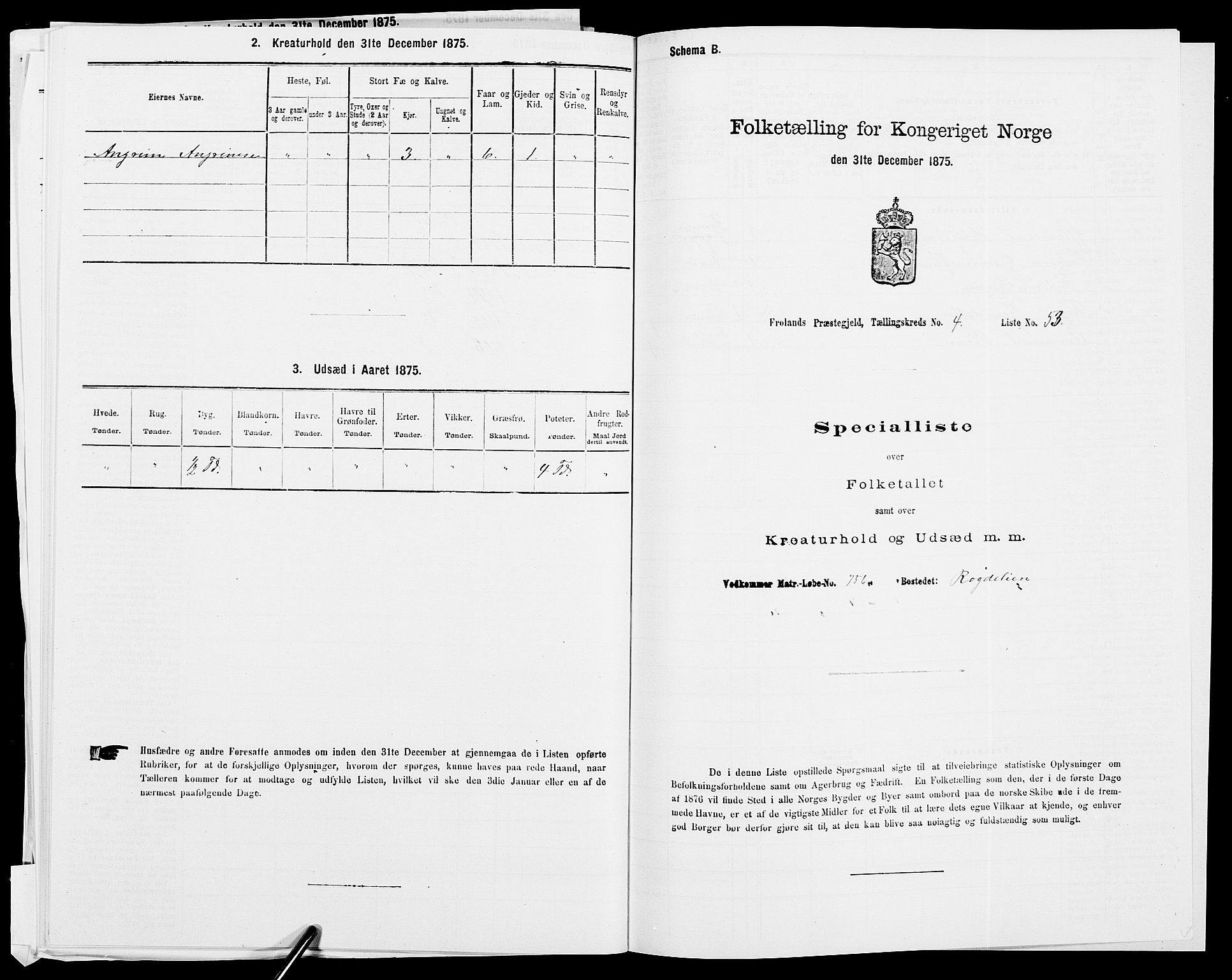 SAK, Folketelling 1875 for 0919P Froland prestegjeld, 1875, s. 498