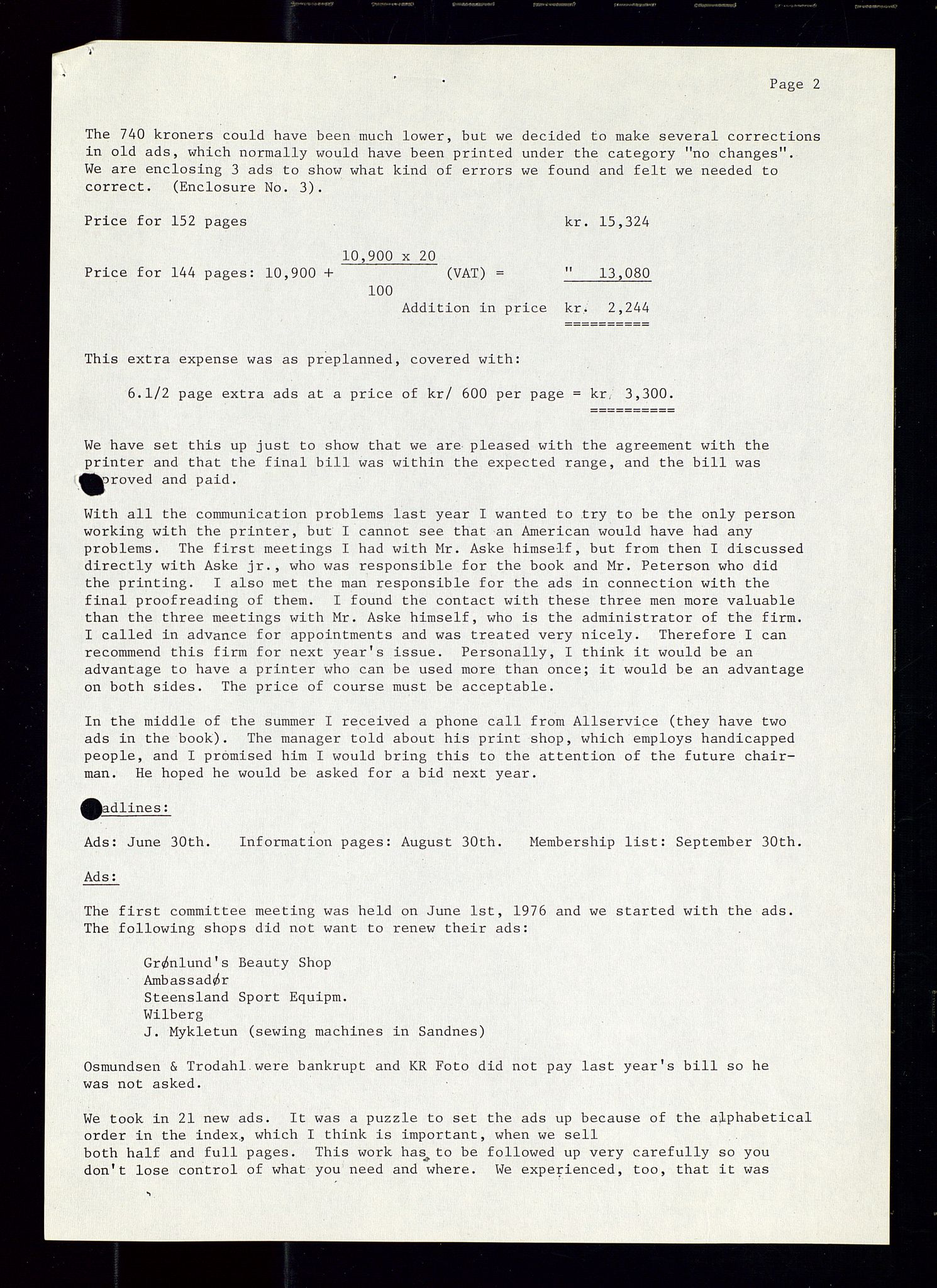 PA 1547 - Petroleum Wives Club, AV/SAST-A-101974/A/Aa/L0003: Board and General Meeting, 1994-1998