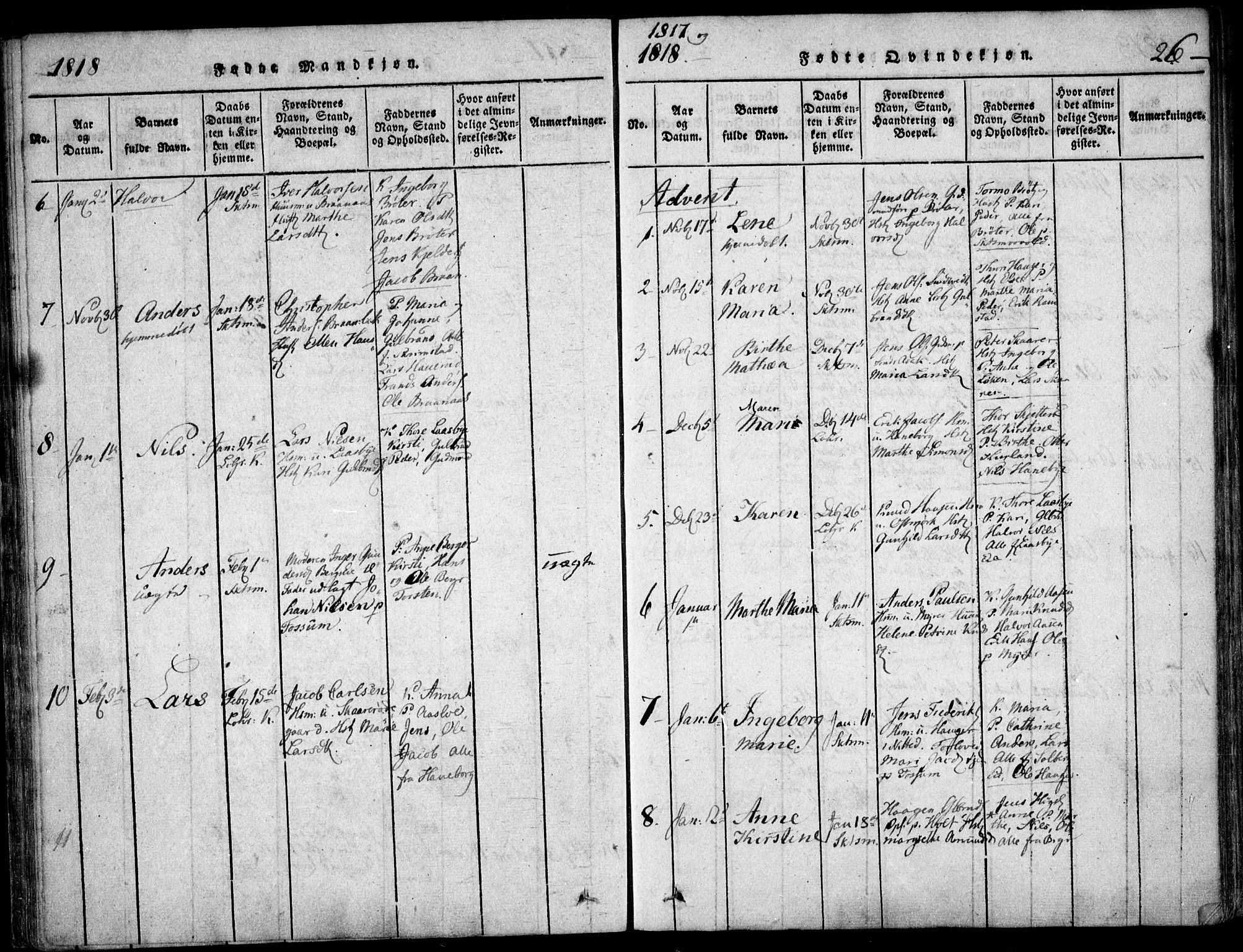 Skedsmo prestekontor Kirkebøker, SAO/A-10033a/F/Fa/L0008: Ministerialbok nr. I 8, 1815-1829, s. 26