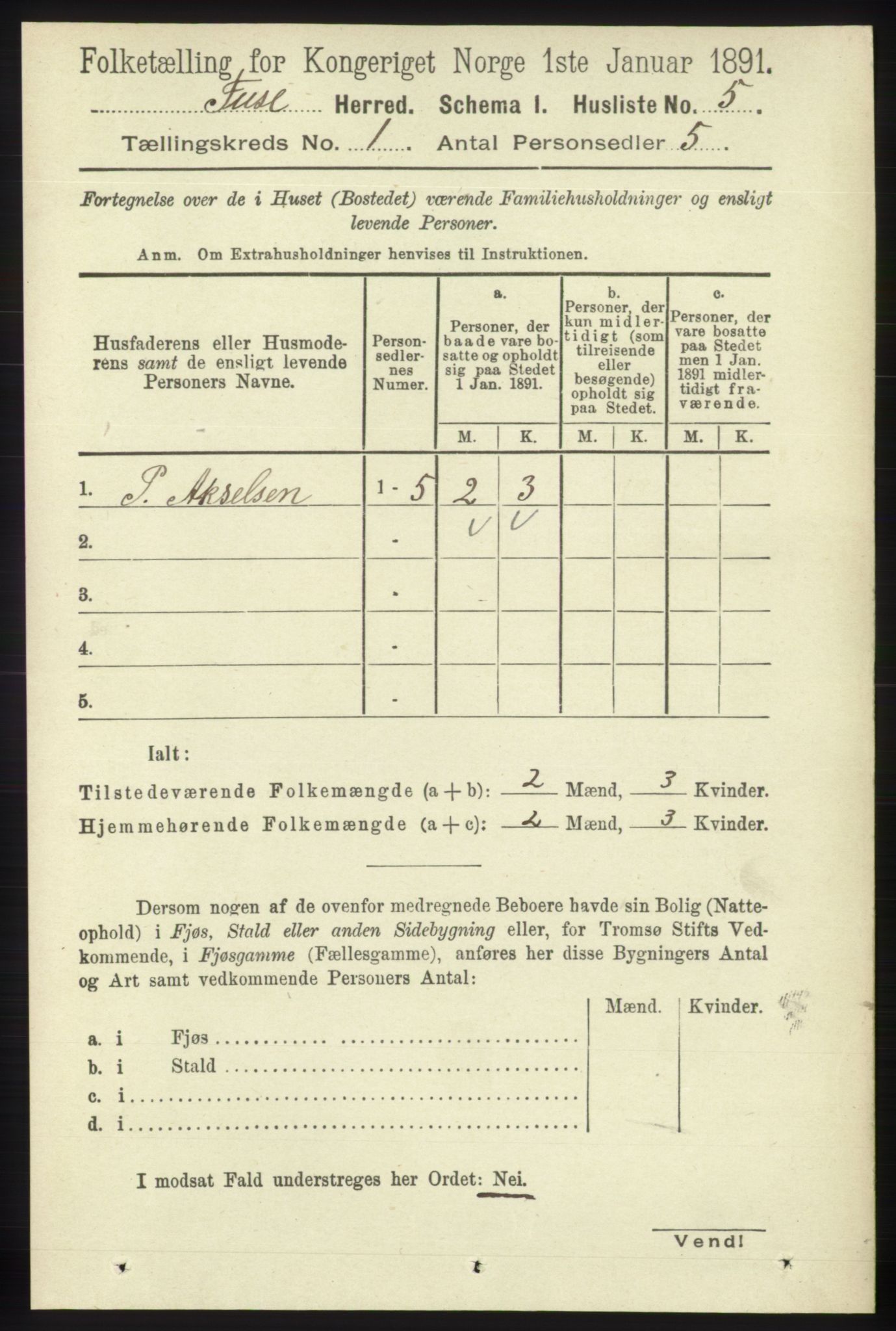 RA, Folketelling 1891 for 1241 Fusa herred, 1891, s. 46