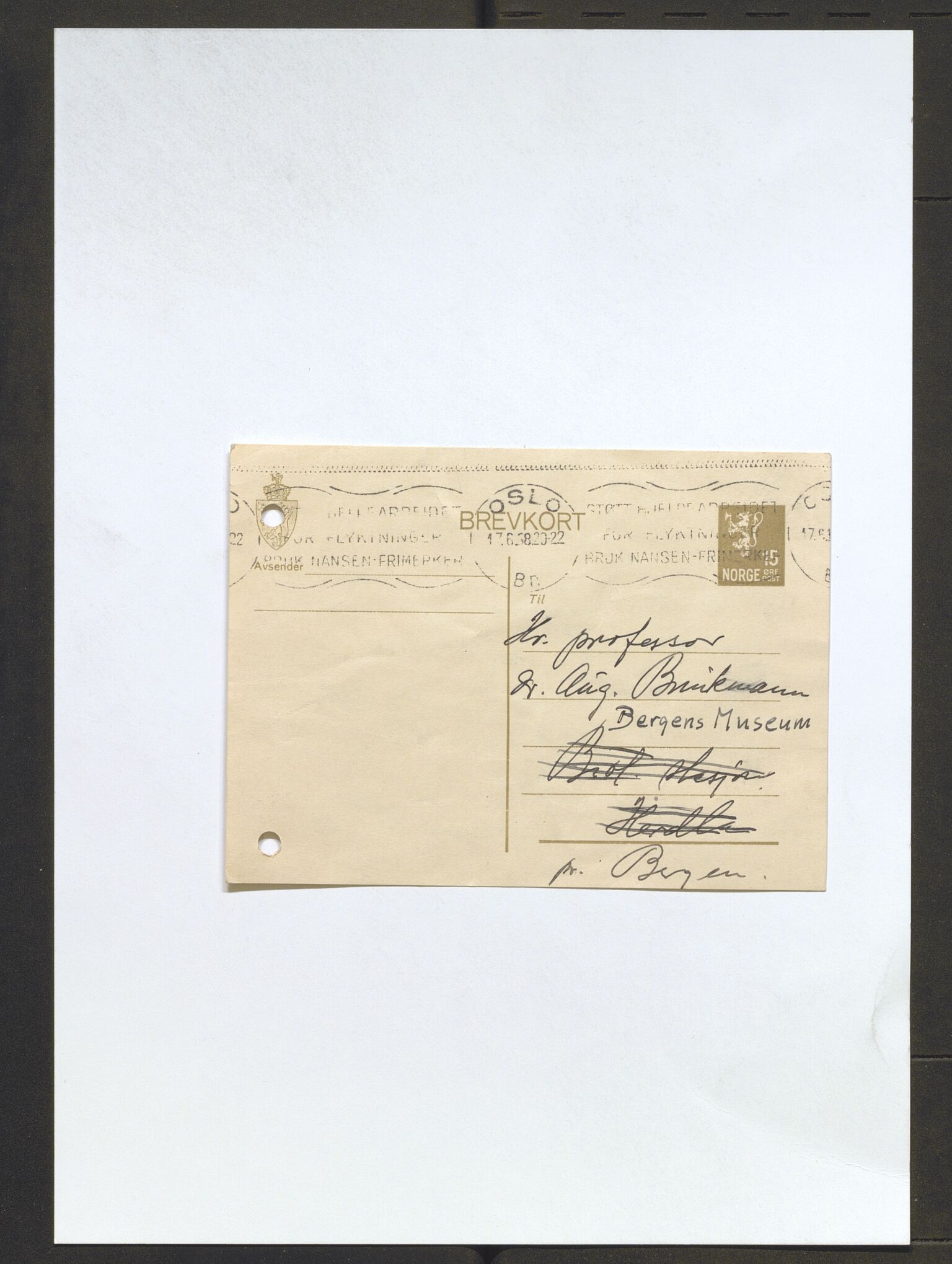 Bergens Museum, AV/SAB-A-17301/13/D/L0002: Korrespondanse , 1928-1940, s. 545