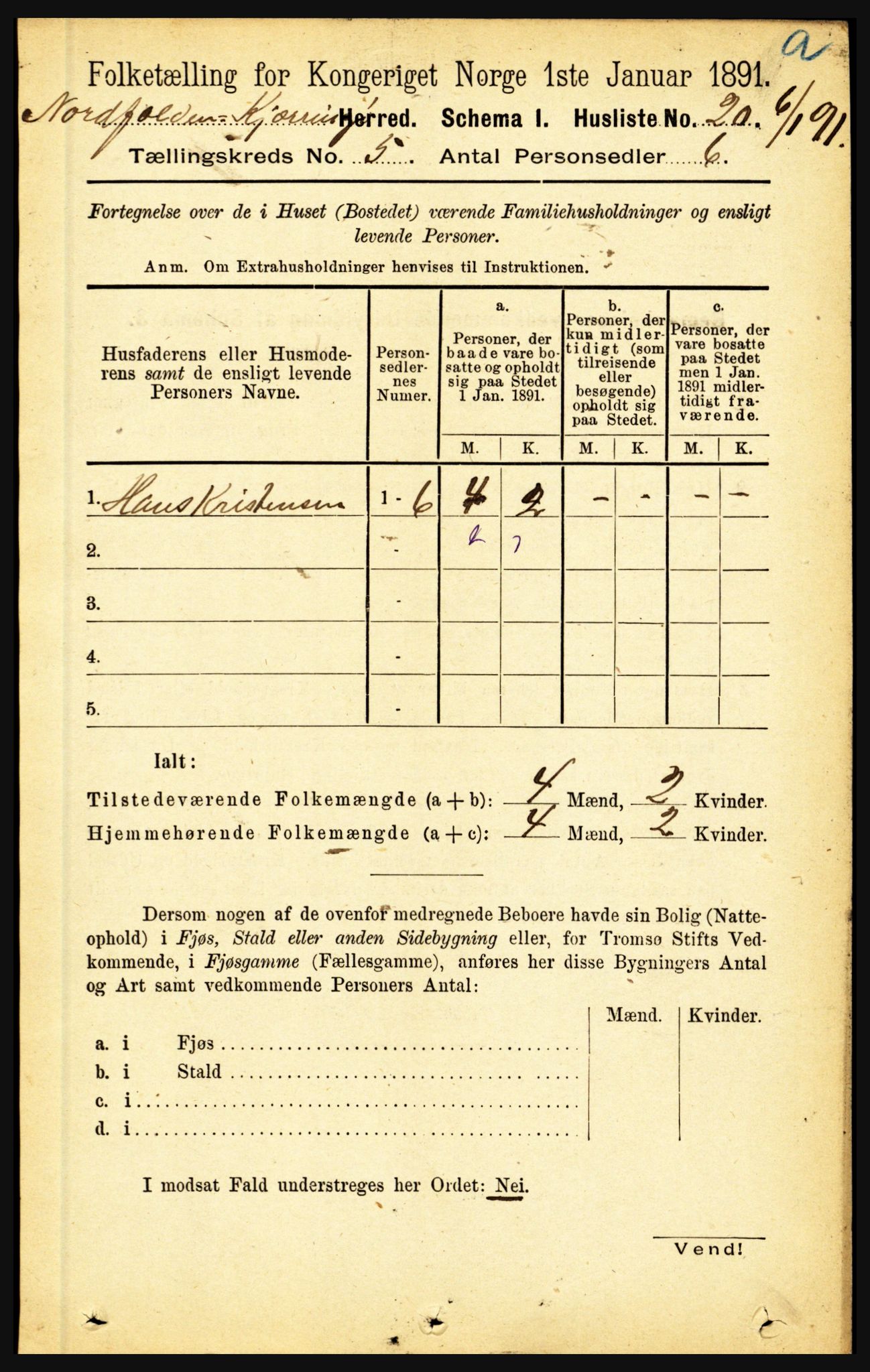 RA, Folketelling 1891 for 1846 Nordfold-Kjerringøy herred, 1891, s. 1146