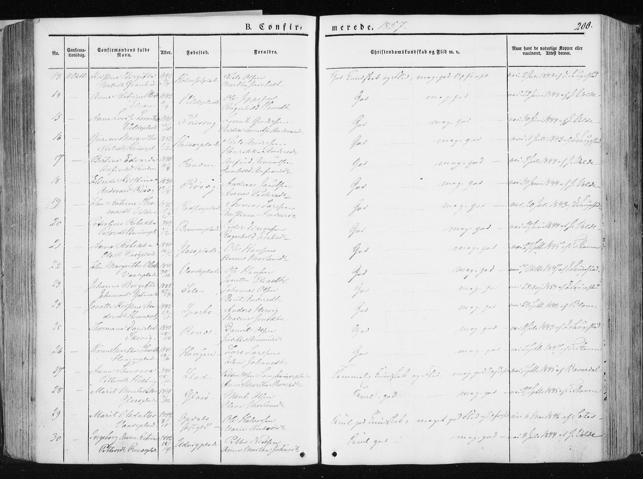 Ministerialprotokoller, klokkerbøker og fødselsregistre - Nord-Trøndelag, SAT/A-1458/741/L0393: Ministerialbok nr. 741A07, 1849-1863, s. 200
