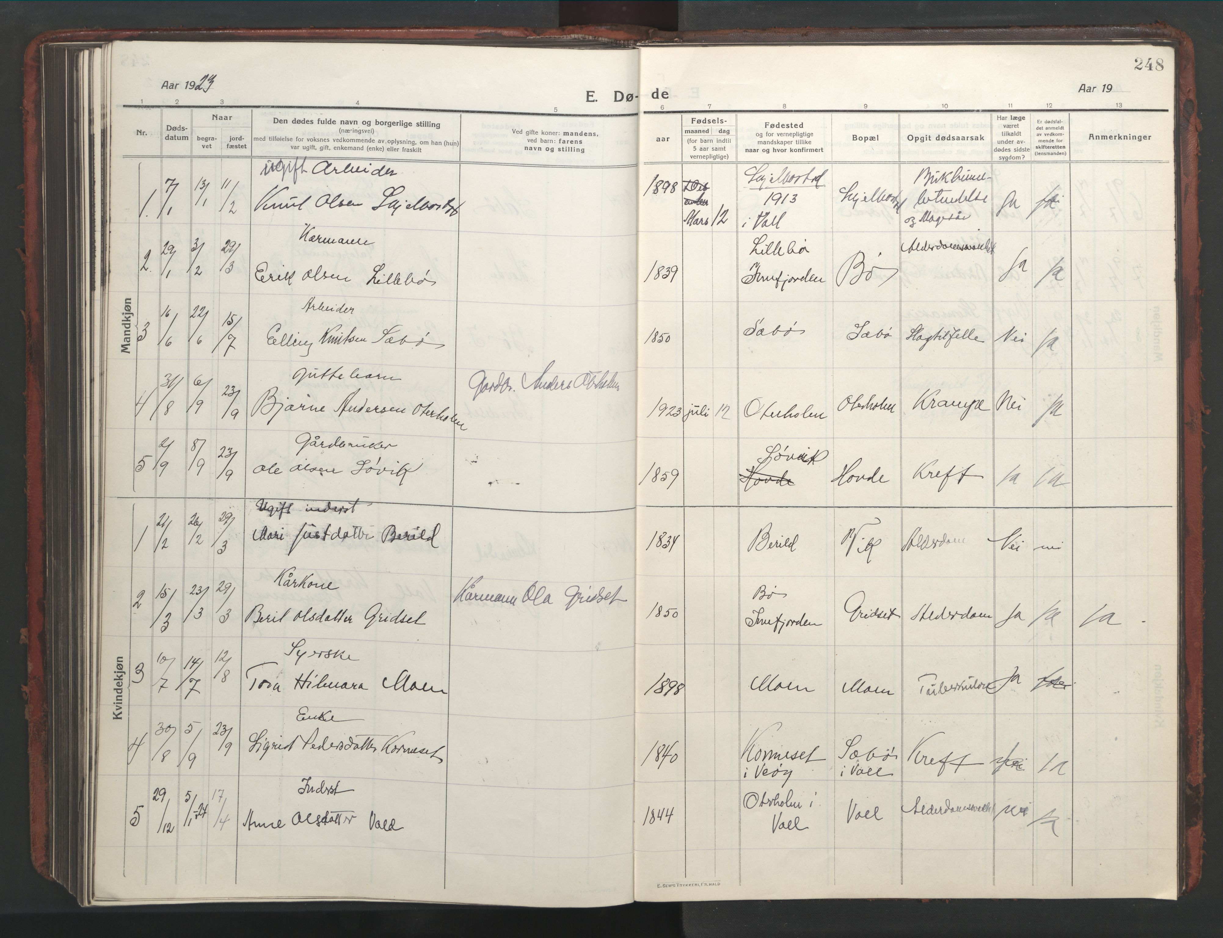 Ministerialprotokoller, klokkerbøker og fødselsregistre - Møre og Romsdal, AV/SAT-A-1454/543/L0565: Klokkerbok nr. 543C03, 1916-1955, s. 248