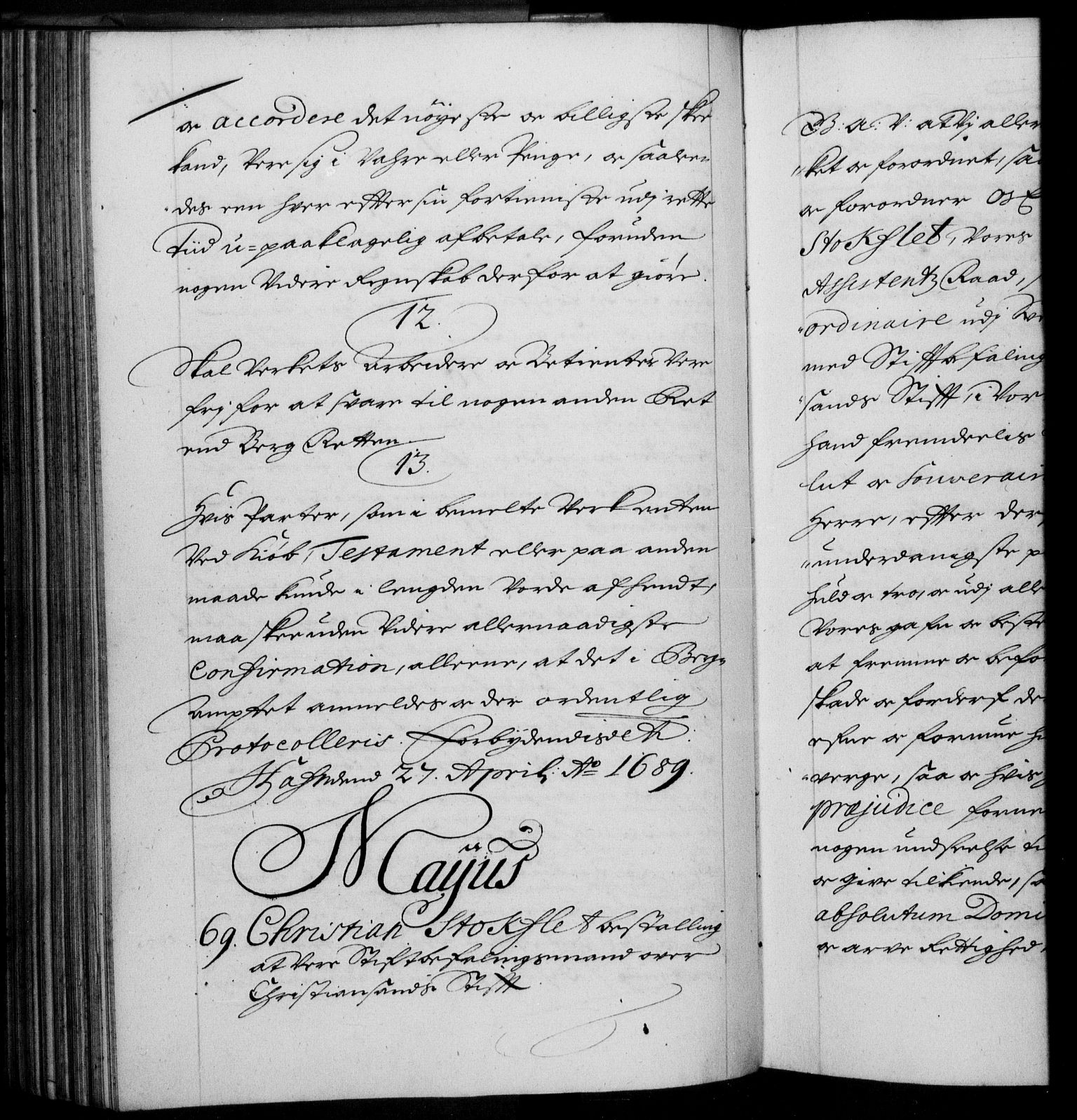 Danske Kanselli 1572-1799, RA/EA-3023/F/Fc/Fca/Fcaa/L0015: Norske registre (mikrofilm), 1688-1691, s. 185b