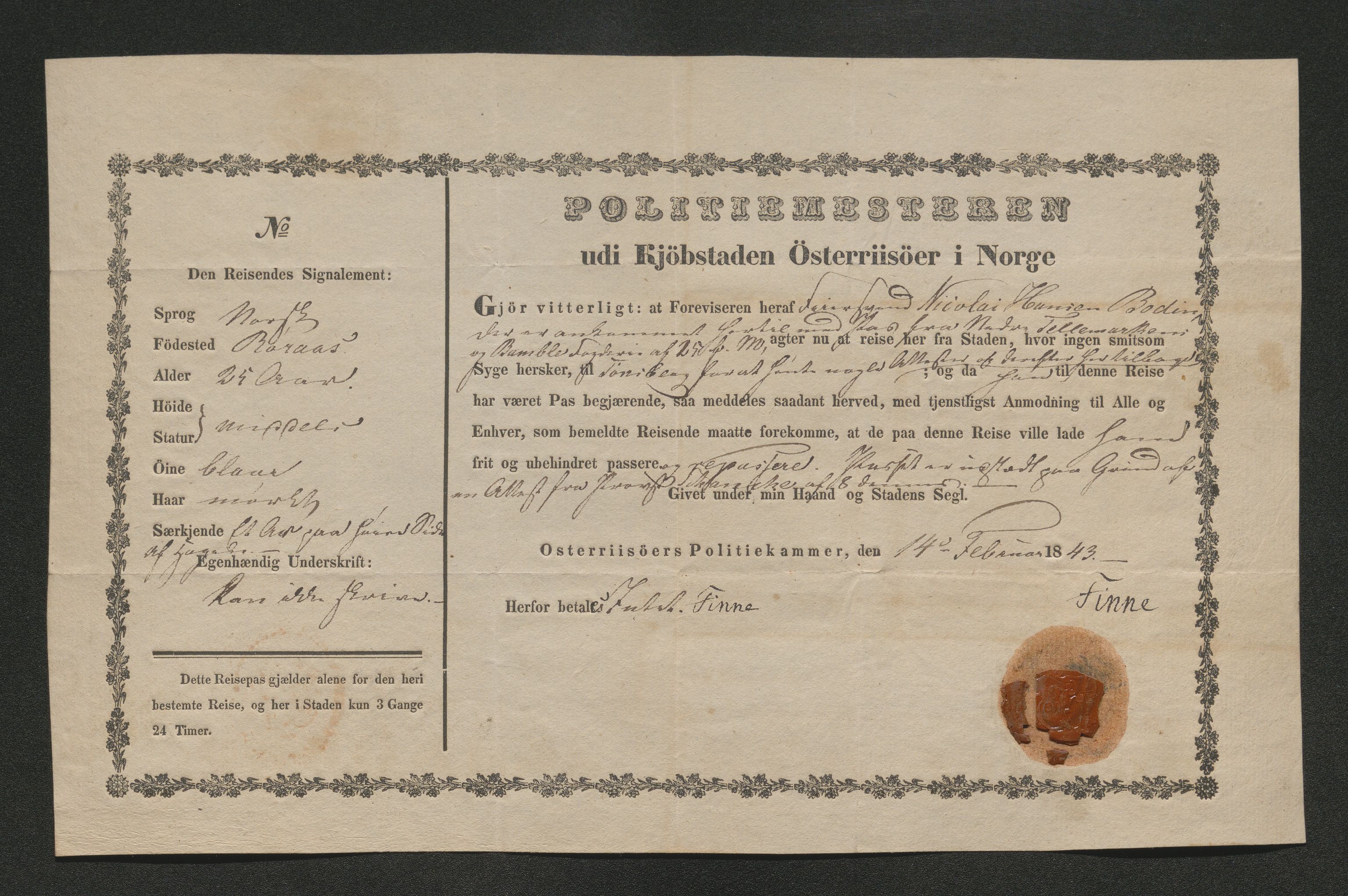 Drammen politikammer, SAKO/A-623/I/Ia/Iab/L0007: Innleverte pass, 1843-1844, s. 96