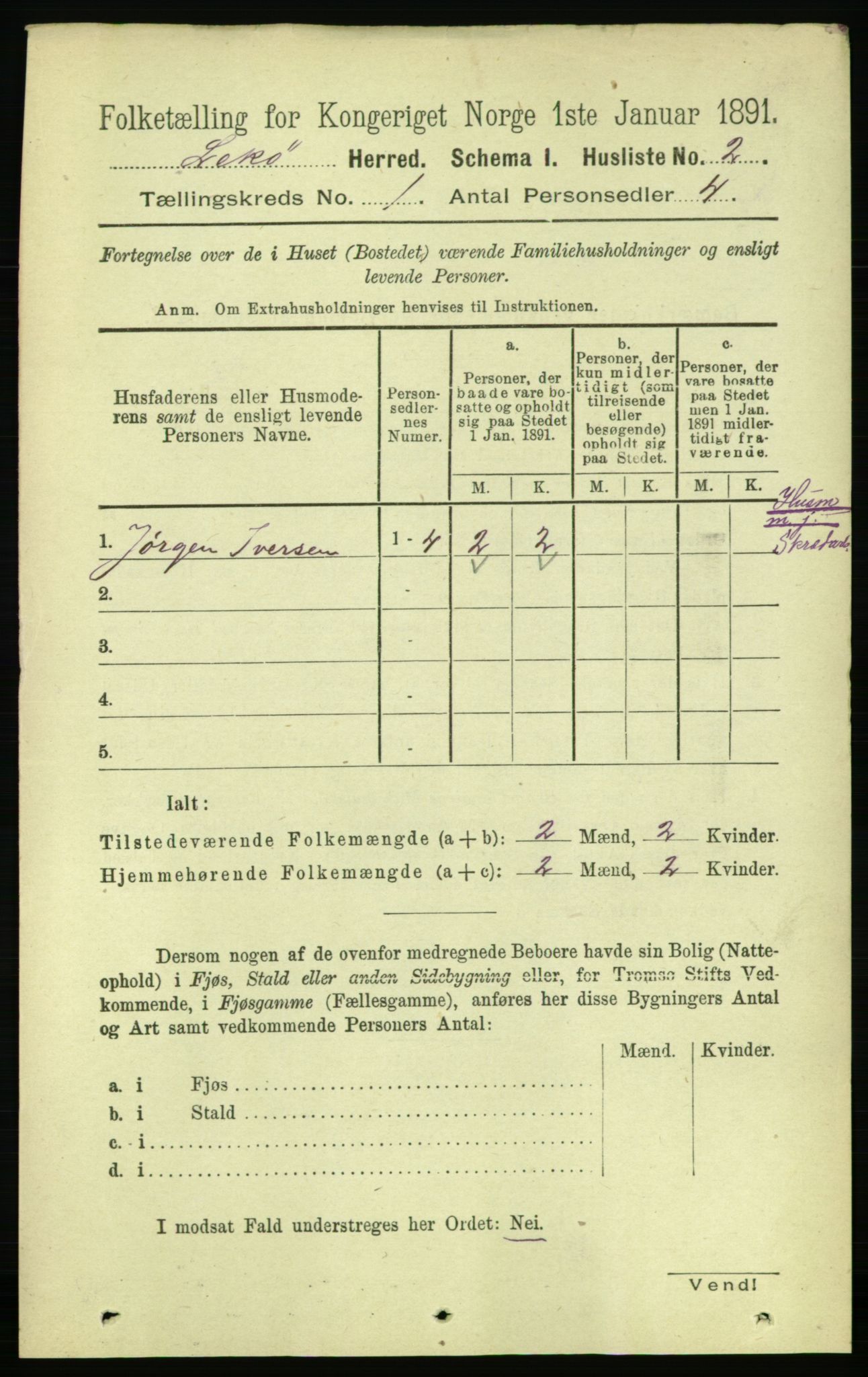 RA, Folketelling 1891 for 1755 Leka herred, 1891, s. 20