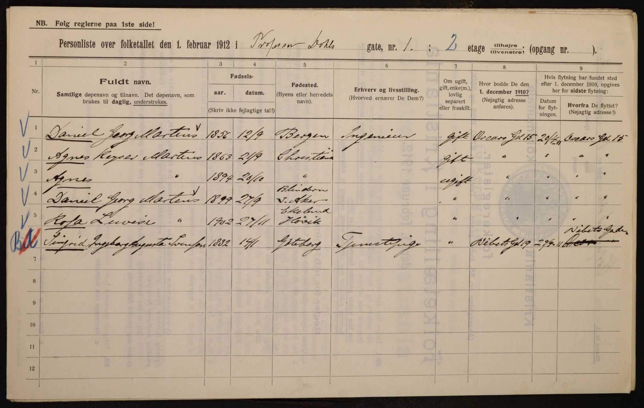 OBA, Kommunal folketelling 1.2.1912 for Kristiania, 1912, s. 81630