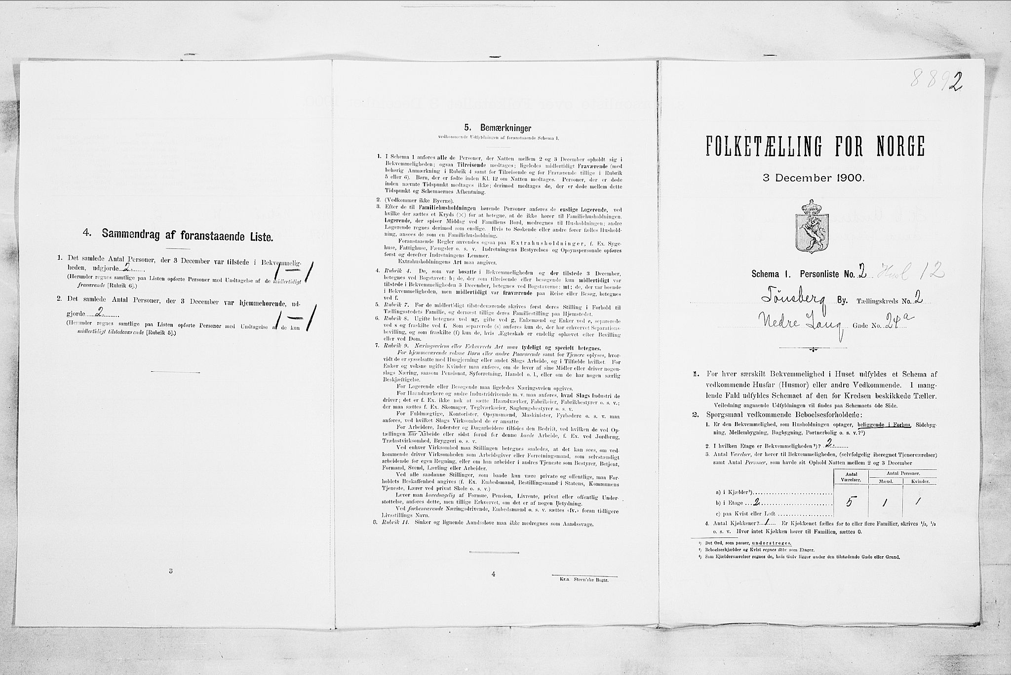 RA, Folketelling 1900 for 0705 Tønsberg kjøpstad, 1900, s. 319