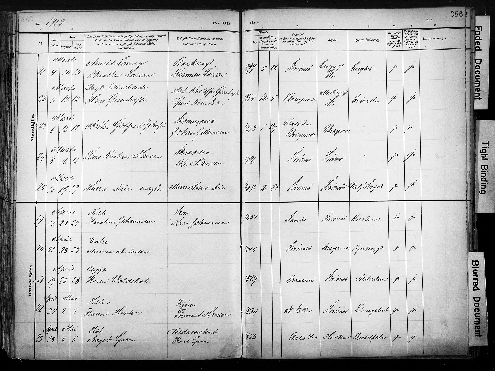 Strømsø kirkebøker, AV/SAKO-A-246/G/Ga/L0003: Klokkerbok nr. 3, 1894-1904, s. 386