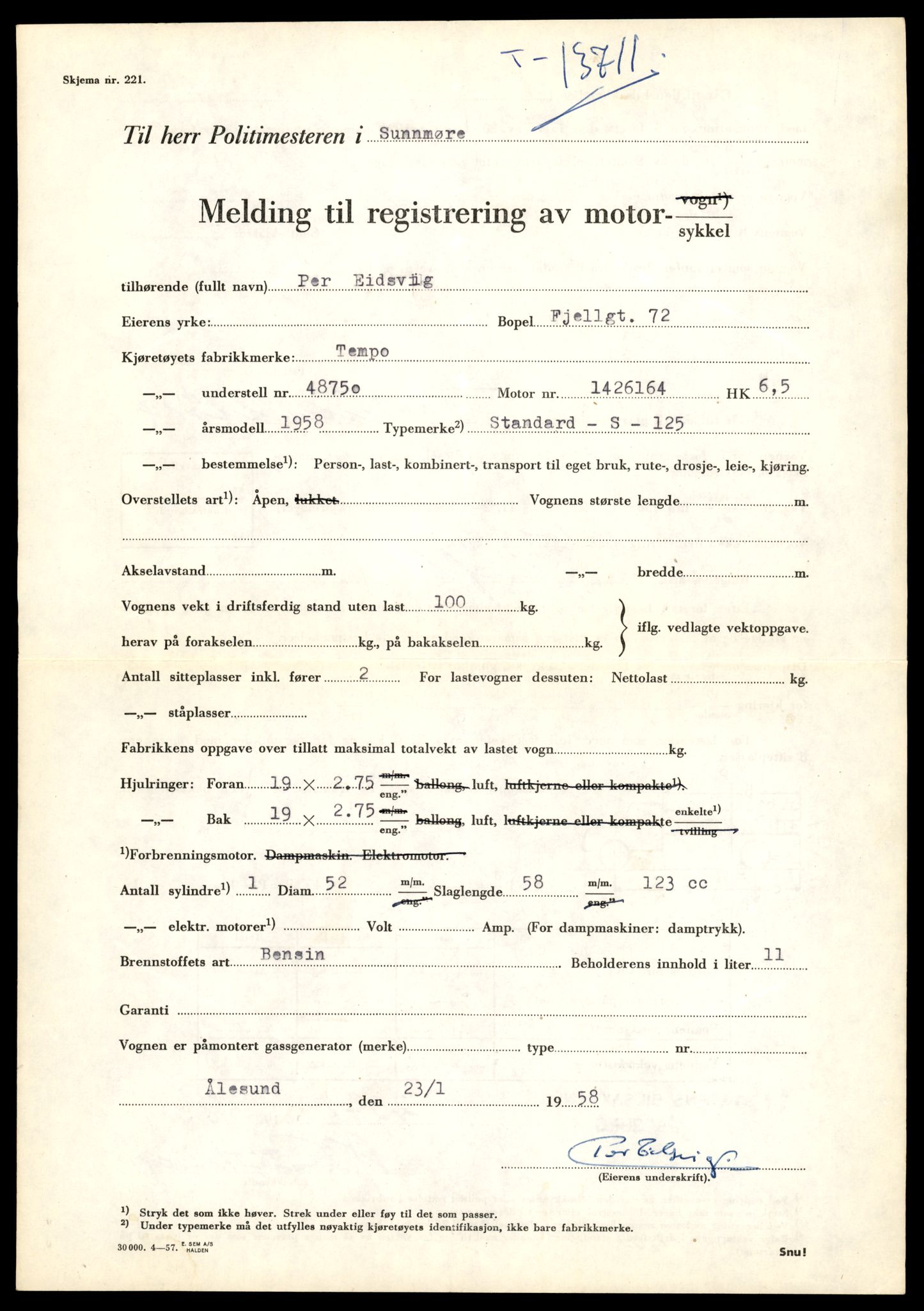 Møre og Romsdal vegkontor - Ålesund trafikkstasjon, AV/SAT-A-4099/F/Fe/L0041: Registreringskort for kjøretøy T 13710 - T 13905, 1927-1998, s. 27