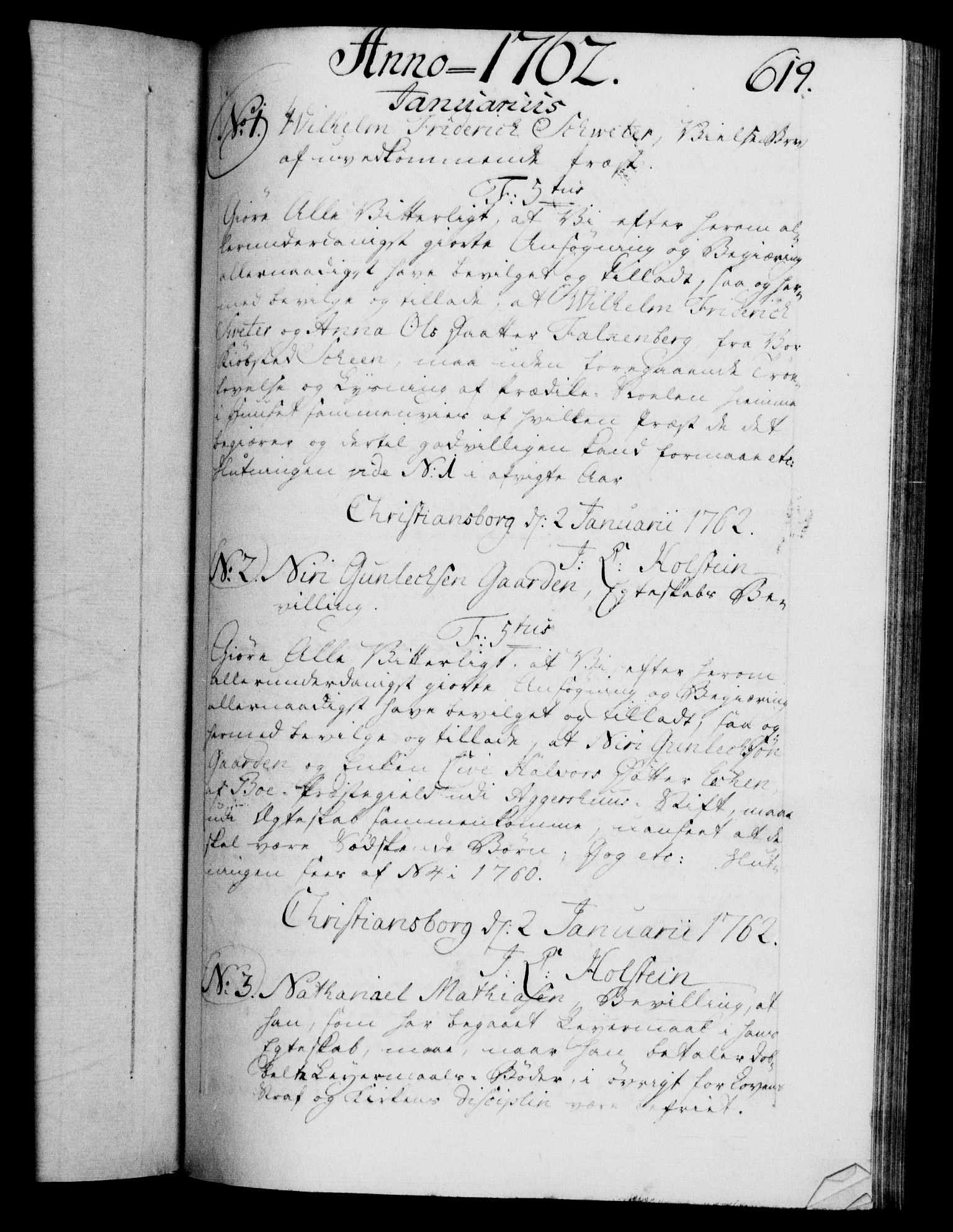 Danske Kanselli 1572-1799, RA/EA-3023/F/Fc/Fca/Fcaa/L0041: Norske registre, 1760-1762, s. 619a