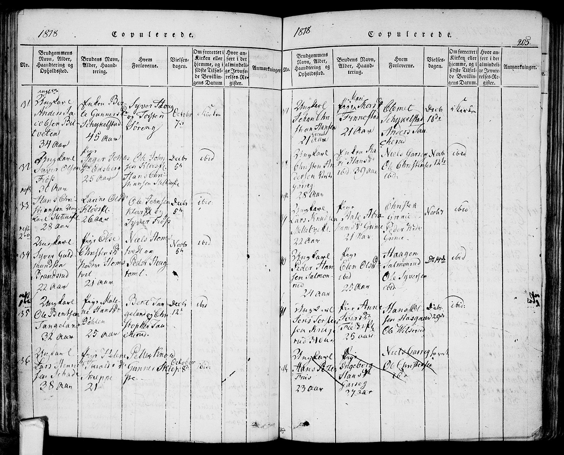 Eidsberg prestekontor Kirkebøker, AV/SAO-A-10905/F/Fa/L0007: Ministerialbok nr. I 7, 1814-1832, s. 205