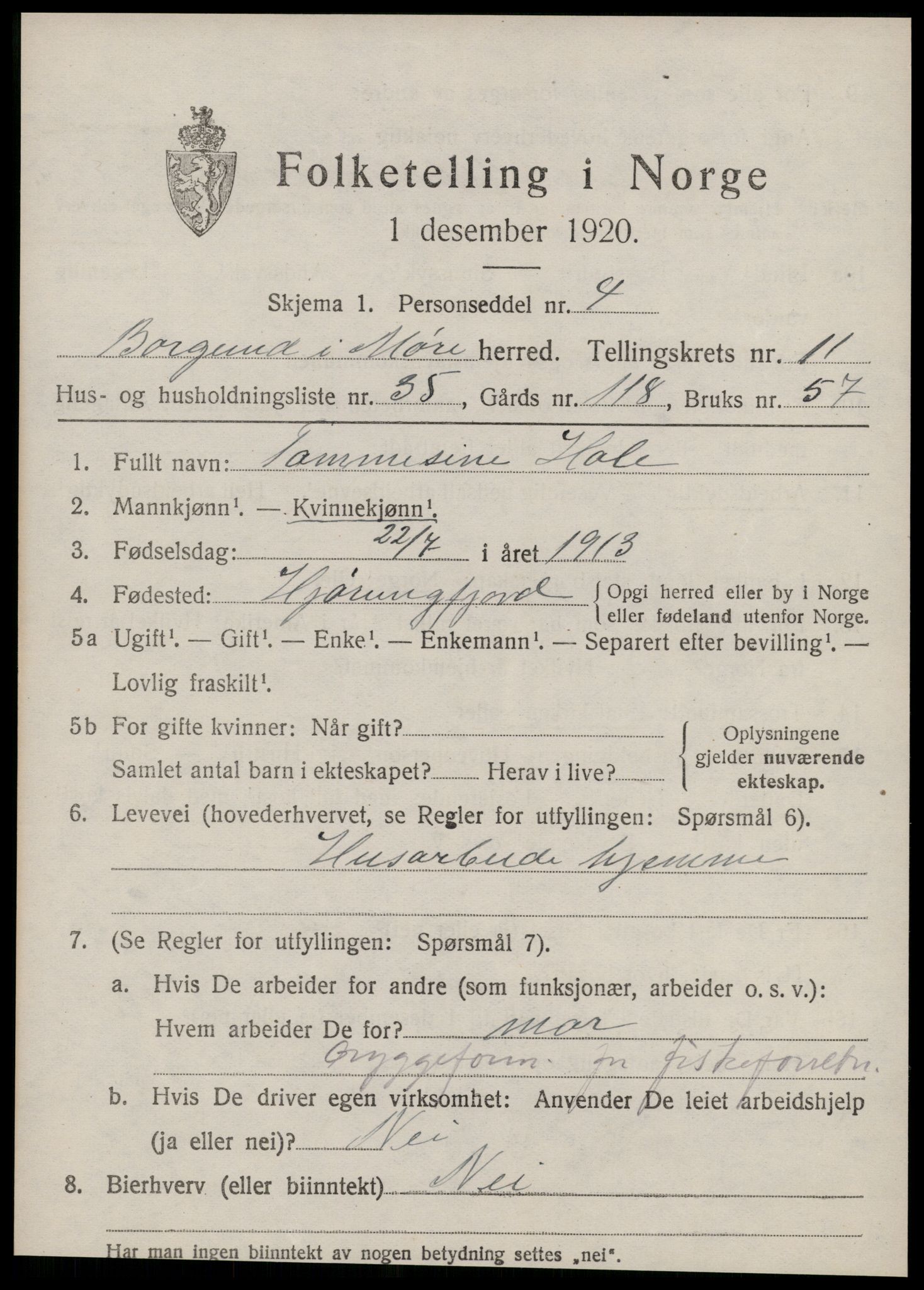 SAT, Folketelling 1920 for 1531 Borgund herred, 1920, s. 10322