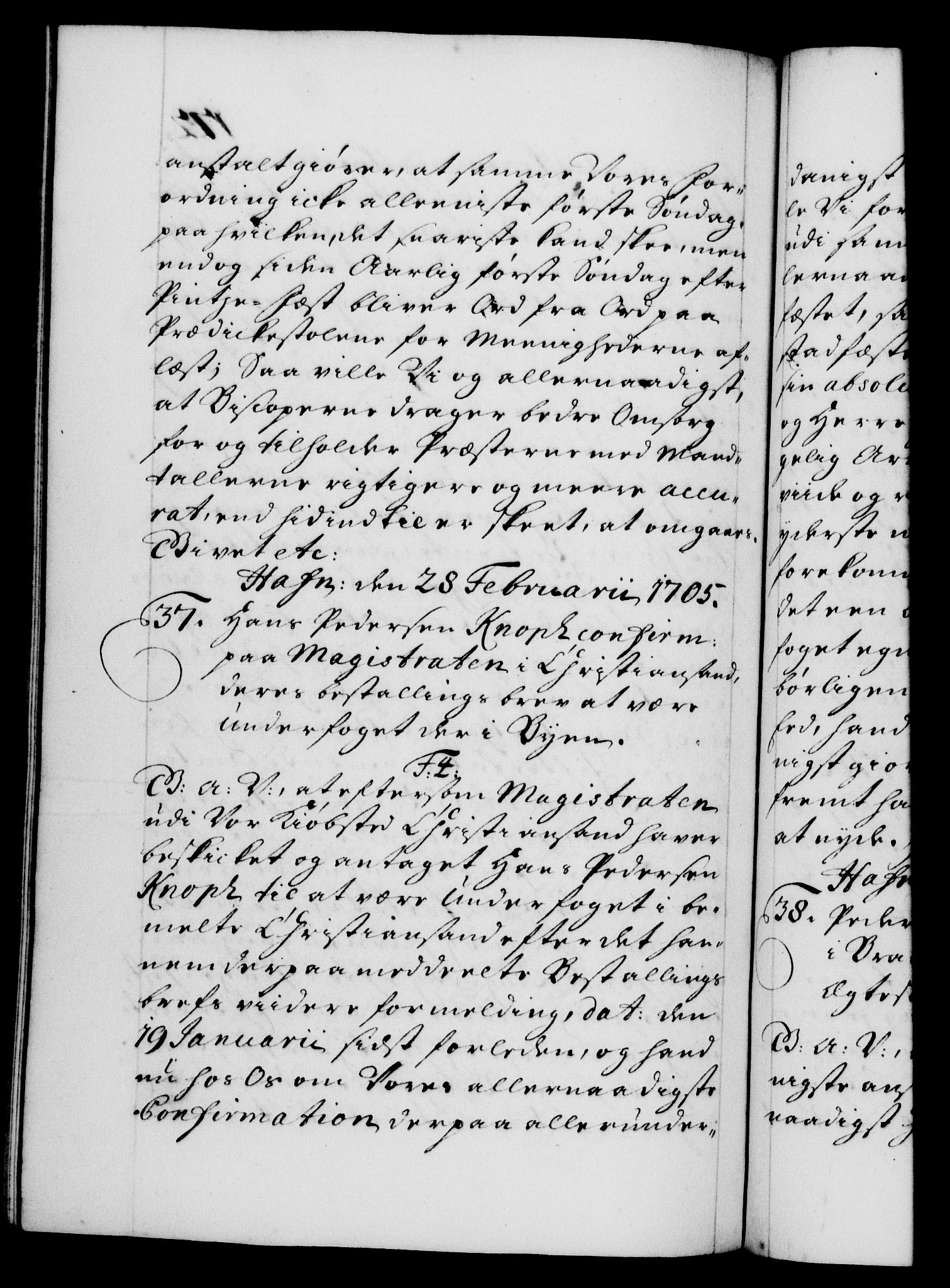 Danske Kanselli 1572-1799, AV/RA-EA-3023/F/Fc/Fca/Fcaa/L0019: Norske registre, 1704-1707, s. 172b