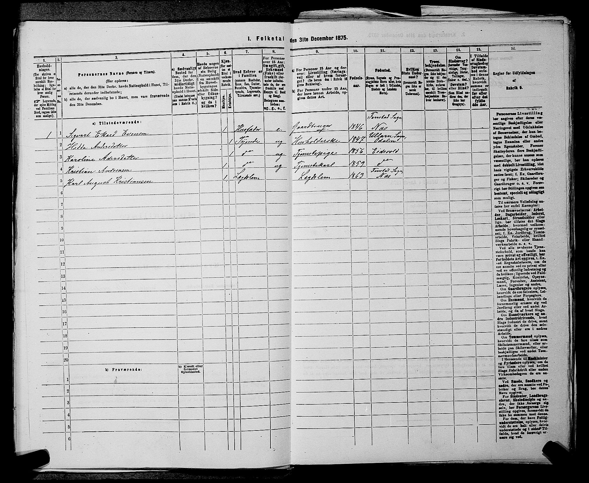 RA, Folketelling 1875 for 0236P Nes prestegjeld, 1875, s. 95