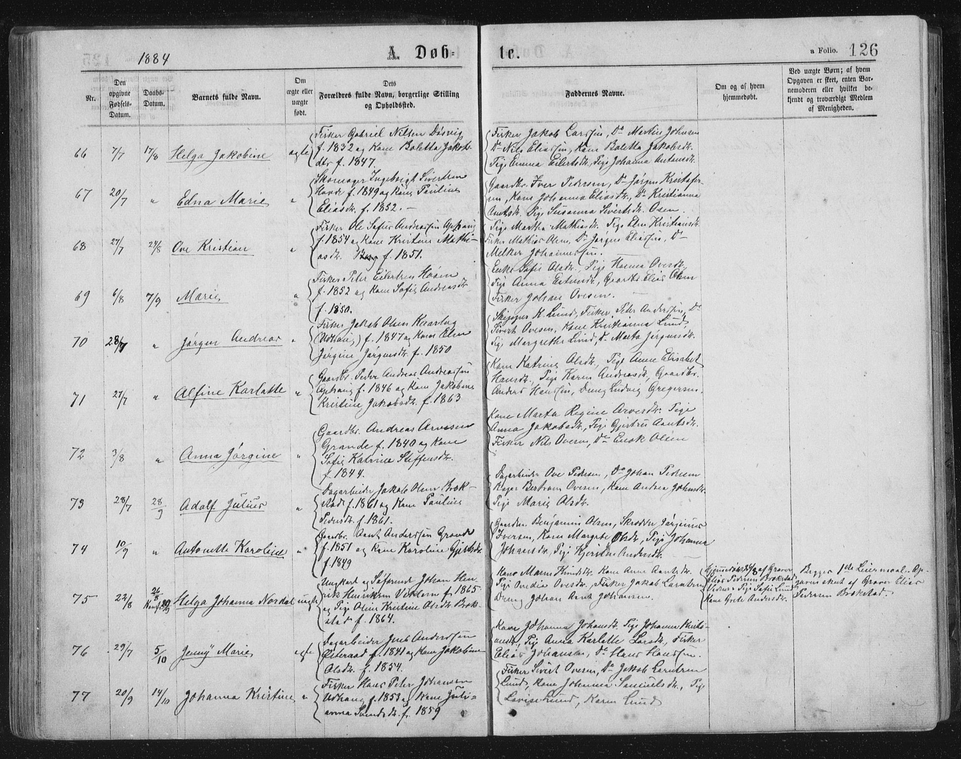 Ministerialprotokoller, klokkerbøker og fødselsregistre - Sør-Trøndelag, SAT/A-1456/659/L0745: Klokkerbok nr. 659C02, 1869-1892, s. 126