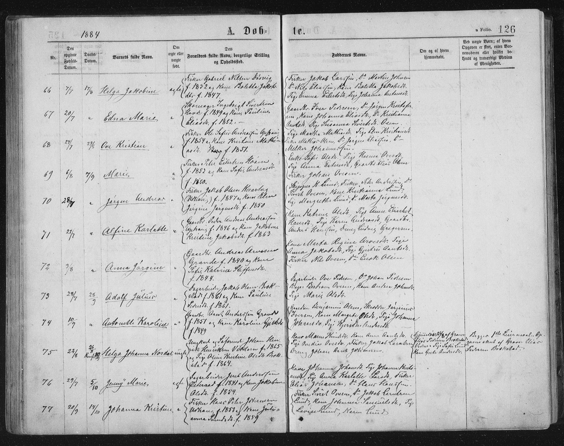 Ministerialprotokoller, klokkerbøker og fødselsregistre - Sør-Trøndelag, AV/SAT-A-1456/659/L0745: Klokkerbok nr. 659C02, 1869-1892, s. 126
